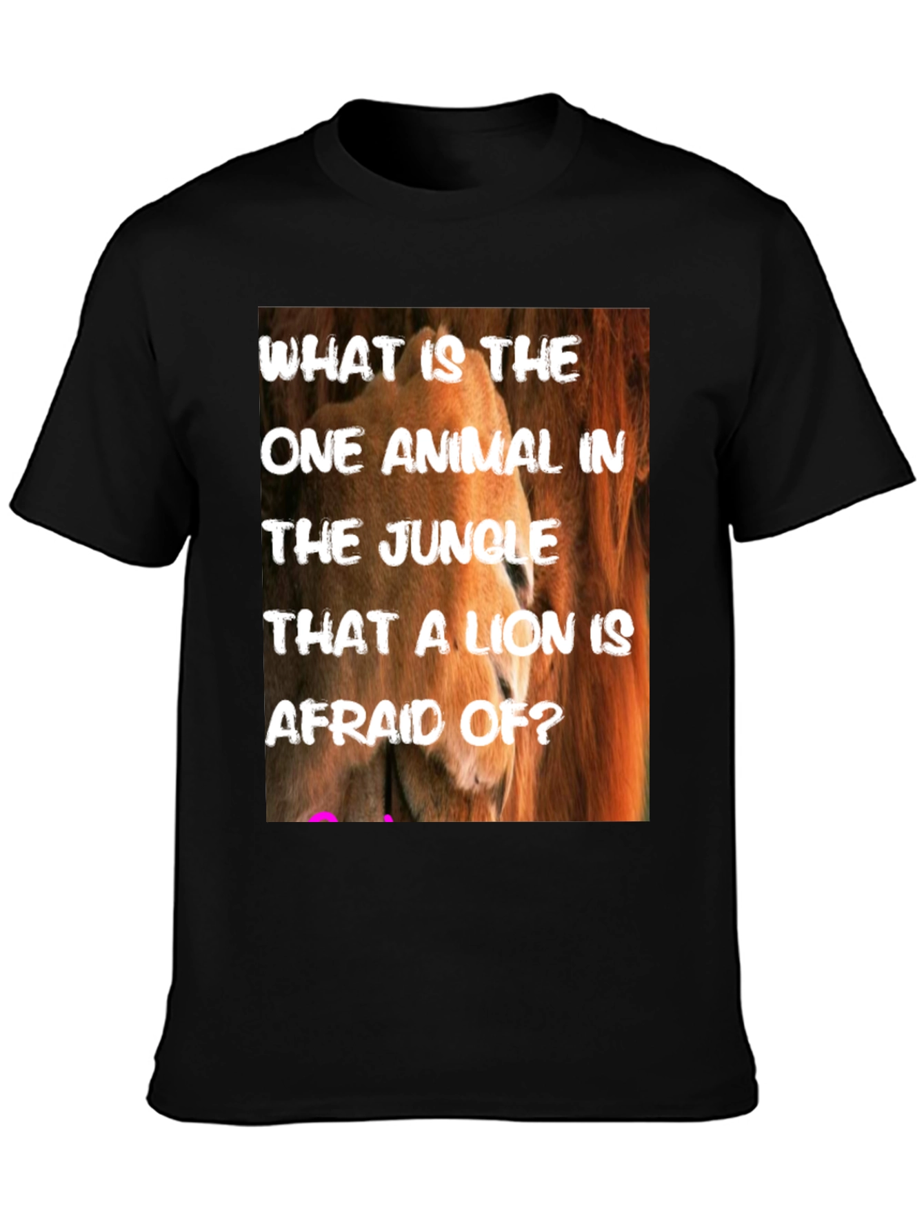 Black Lion Riddle Graphic Tee - Jungle Humor T-Shirt view 3