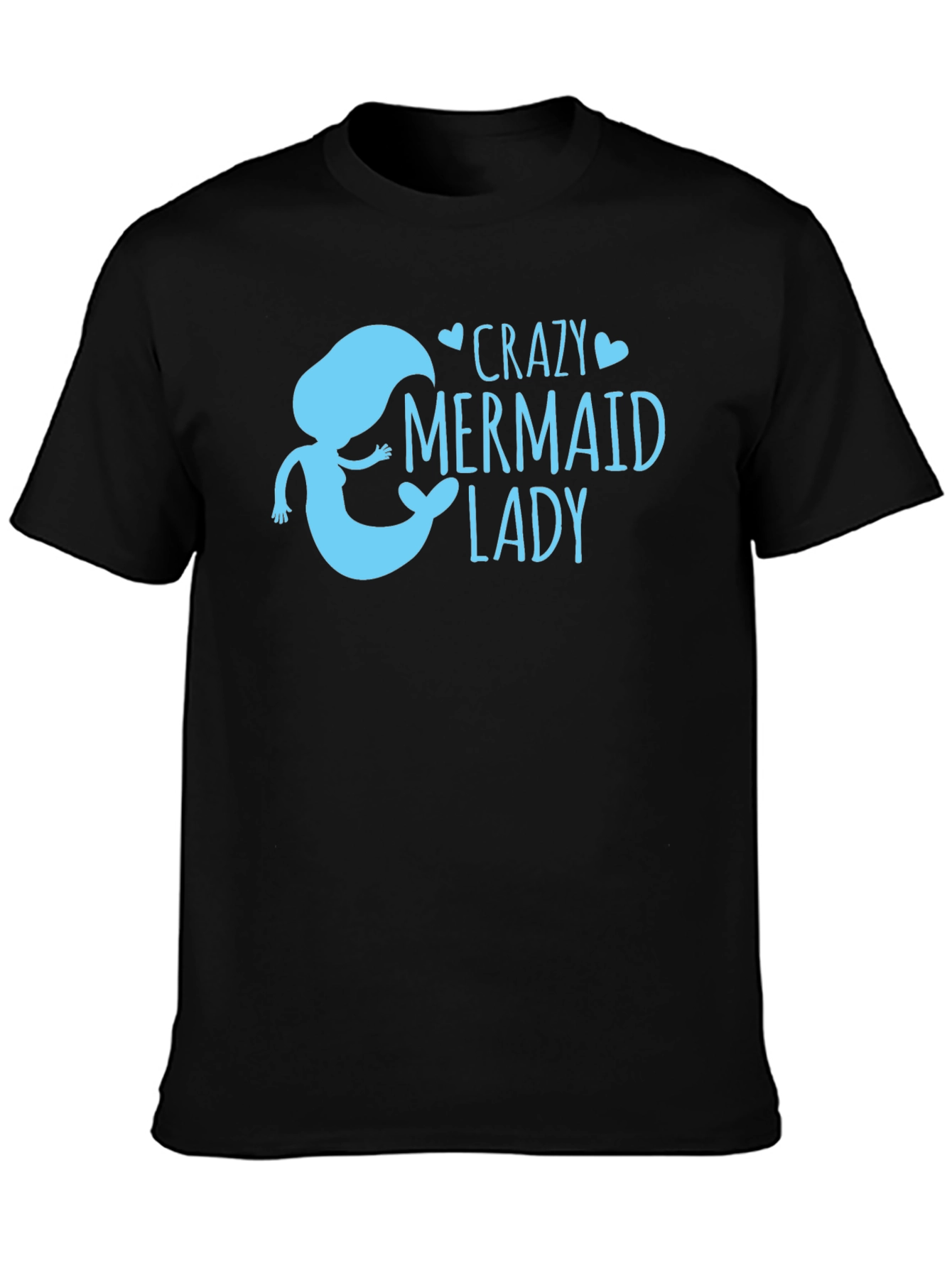 Black Crazy Mermaid Lady T-Shirt view 3