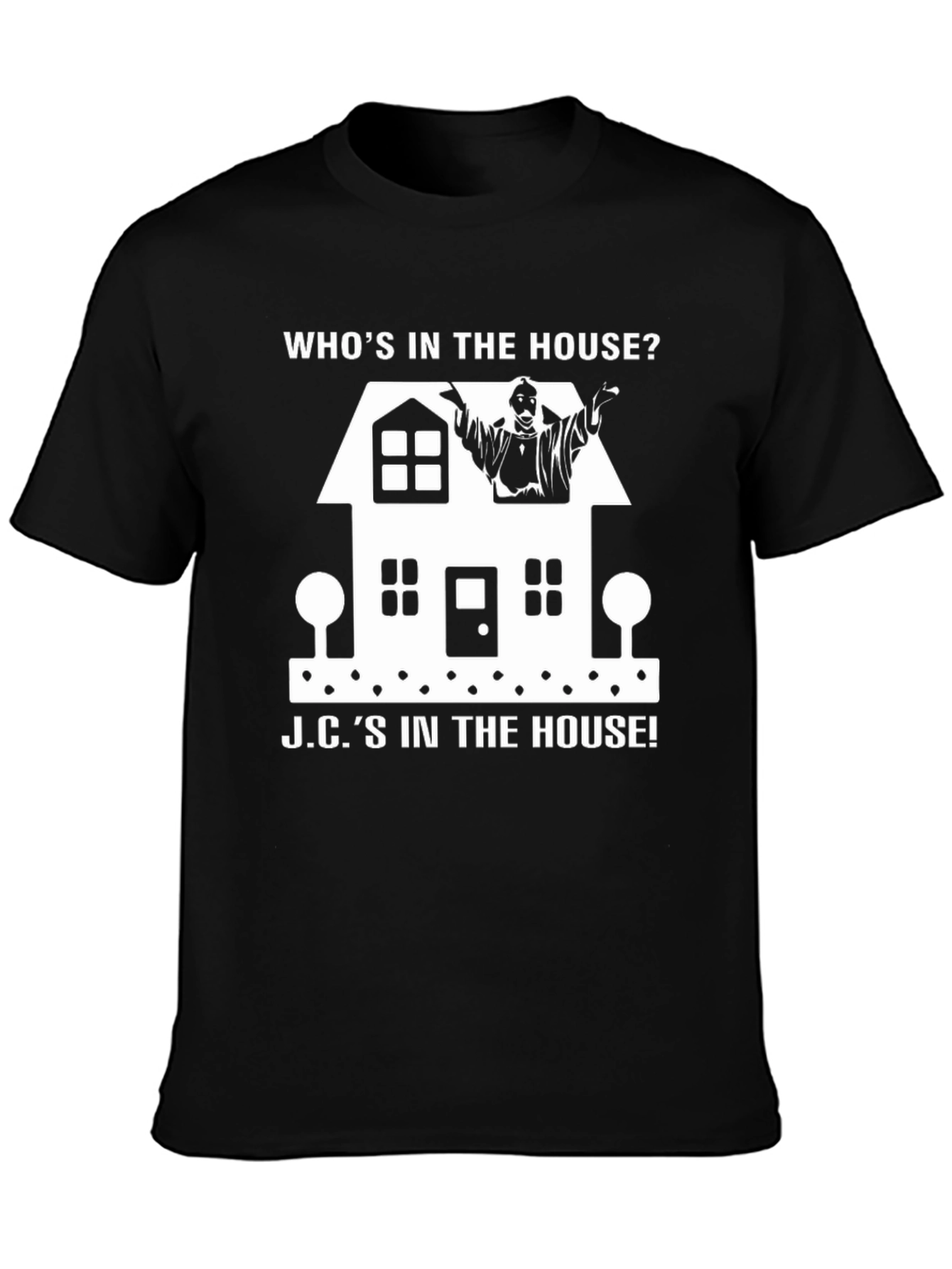 Black Who's in the House? Graphic Novelty T-Shirt view 3
