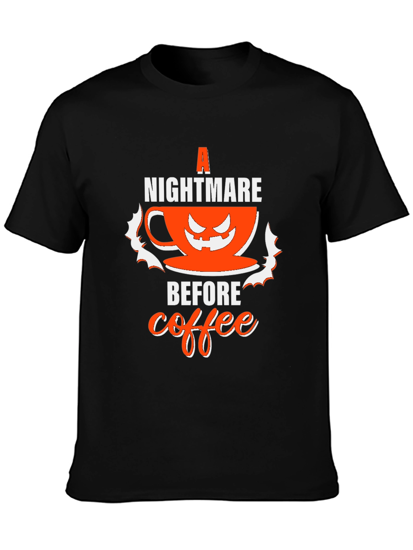 Black Nightmare Before Coffee Halloween T-Shirt view 3