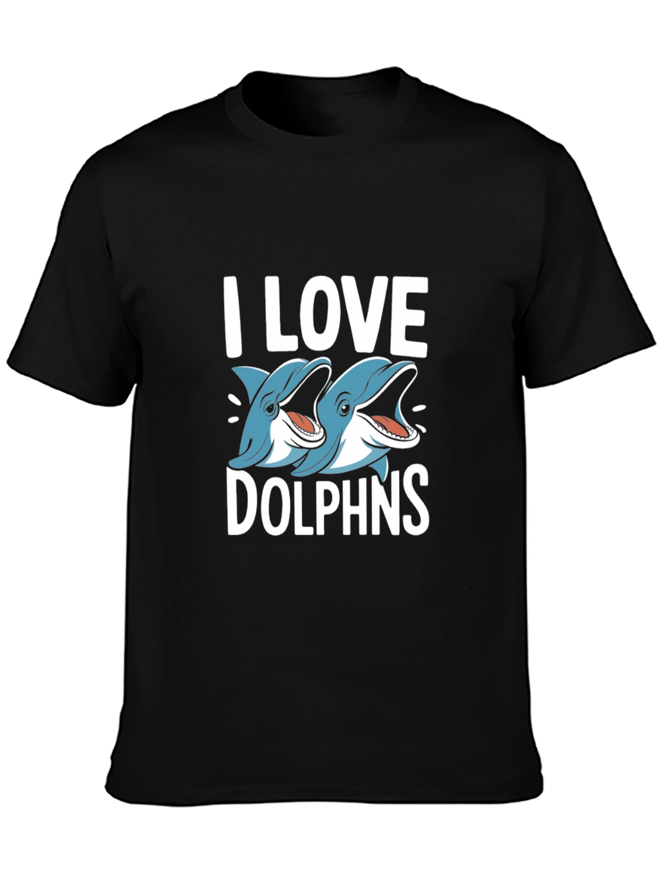 Black I Love Dolphins Black Graphic Tee view 3