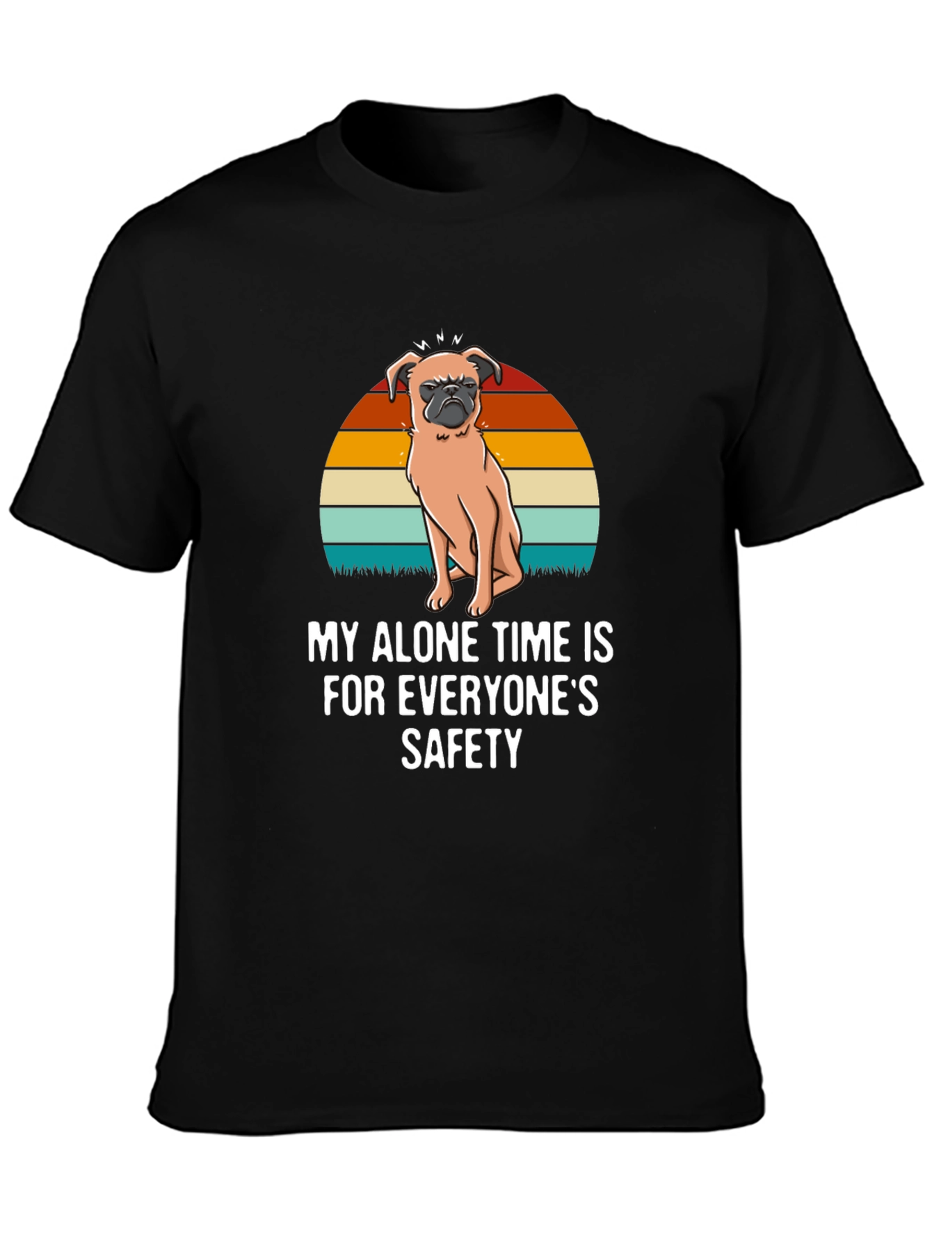 Black Funny Pug T-Shirt: My Alone Time is For Everyone's Safety view 3