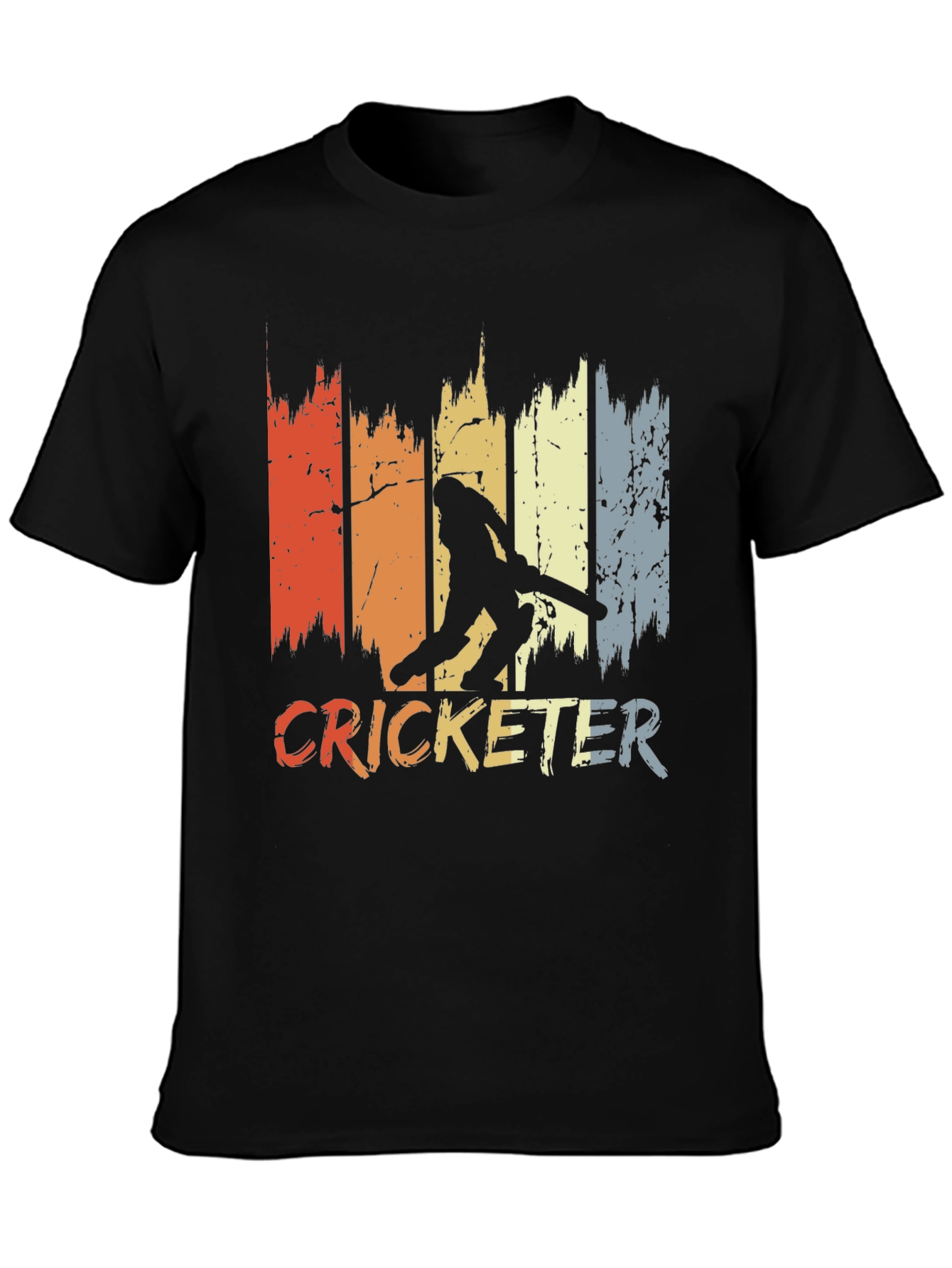 Black Vintage Cricketer T-Shirt - Retro Style view 3