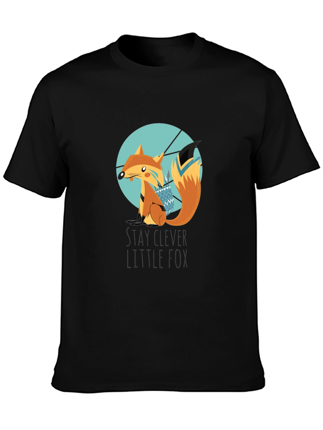 Black Stay Clever Little Fox Graphic T-Shirt view 3
