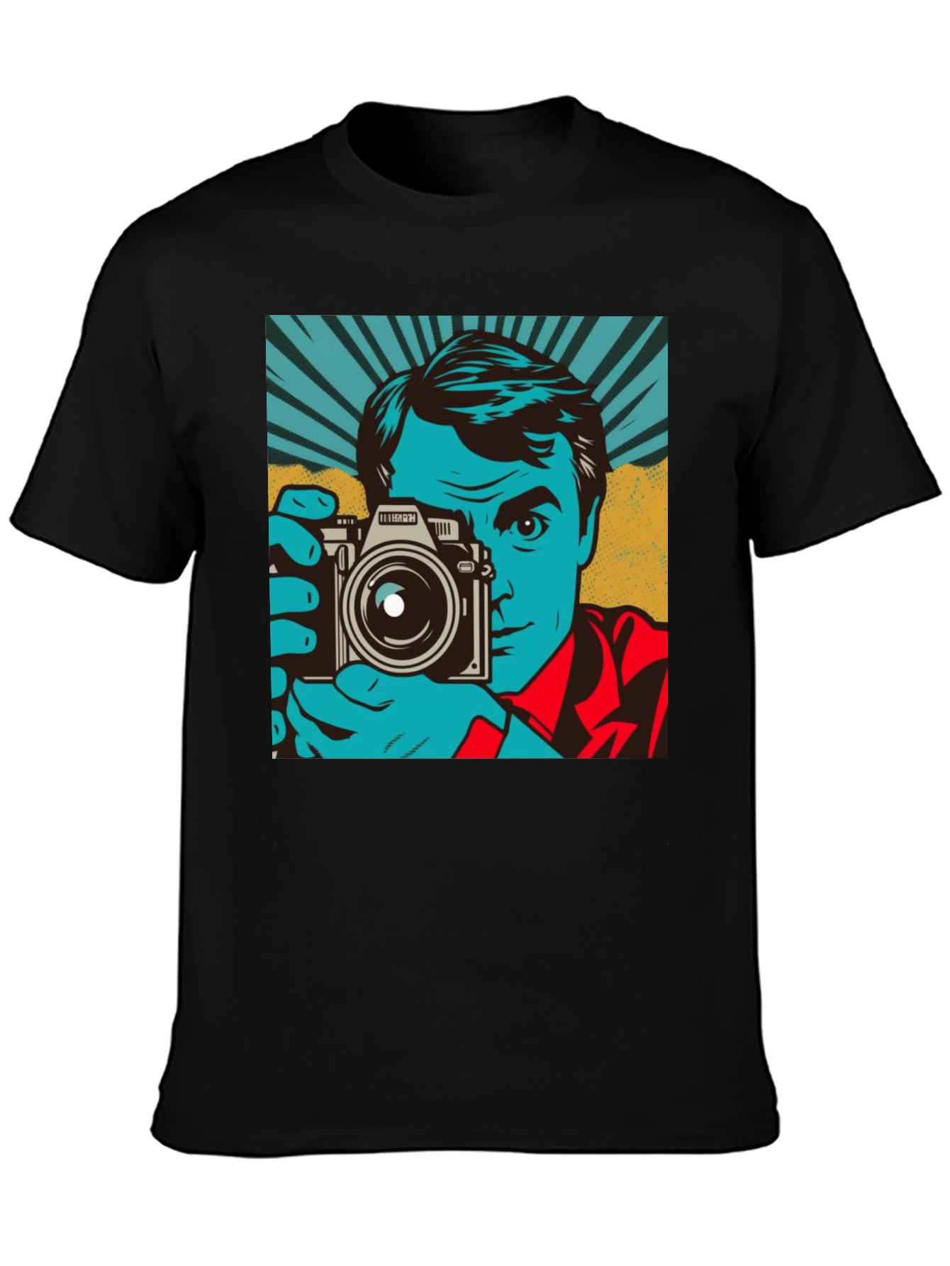 Black Retro Photographer Graphic Tee - Classic Cool Shirt view 3