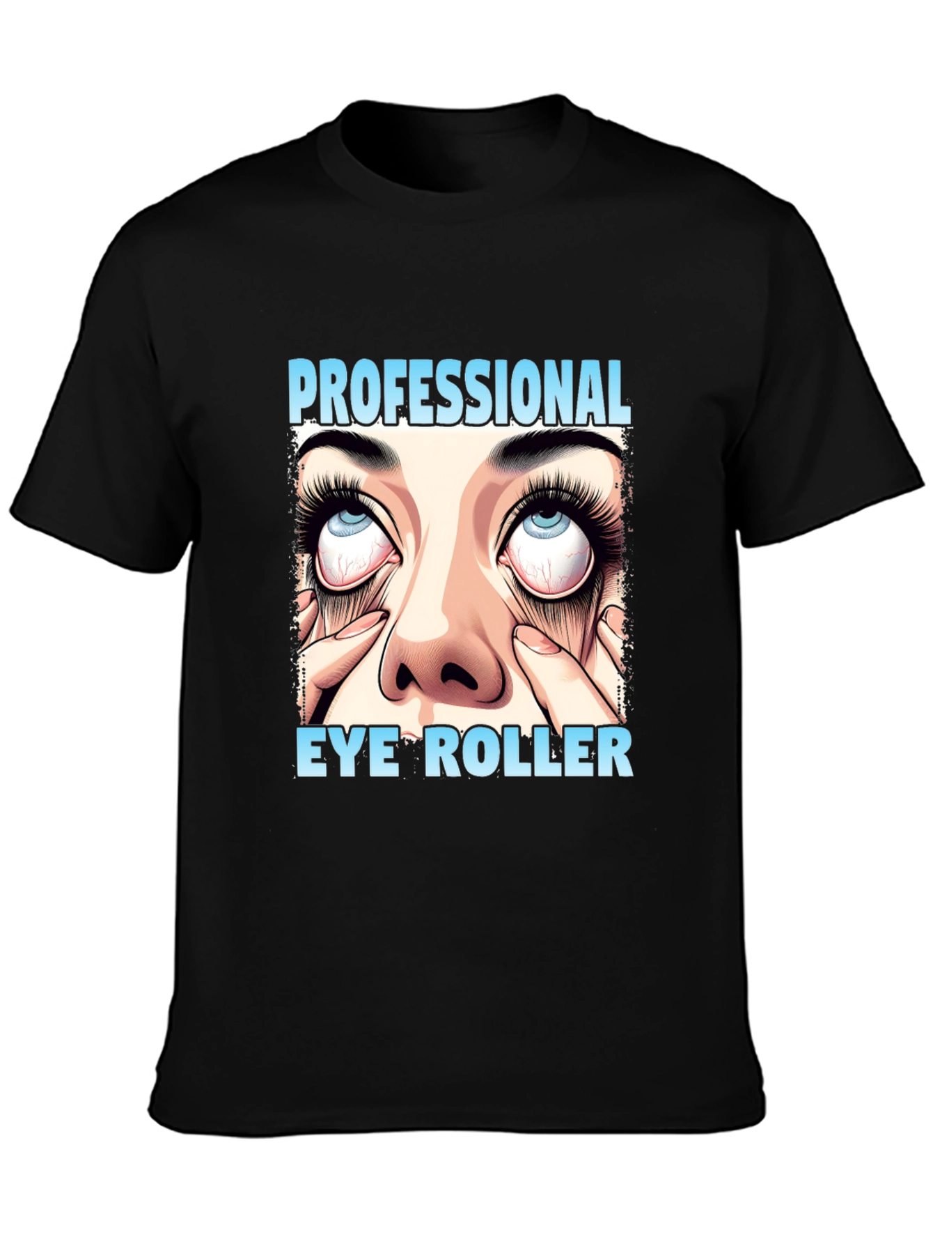 Black Professional Eye Roller Graphic T-Shirt view 3