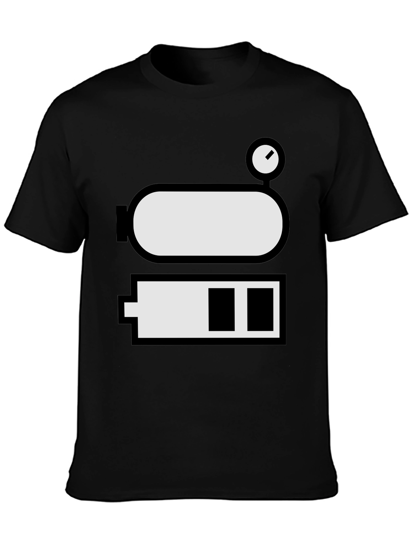 Black Low Battery Level Funny Graphic Tee view 3