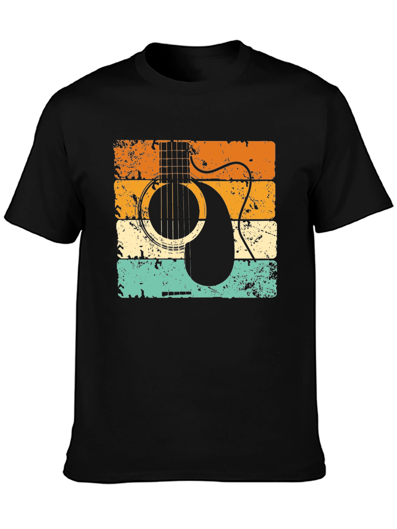 Black Retro Guitar Graphic T-Shirt view 3