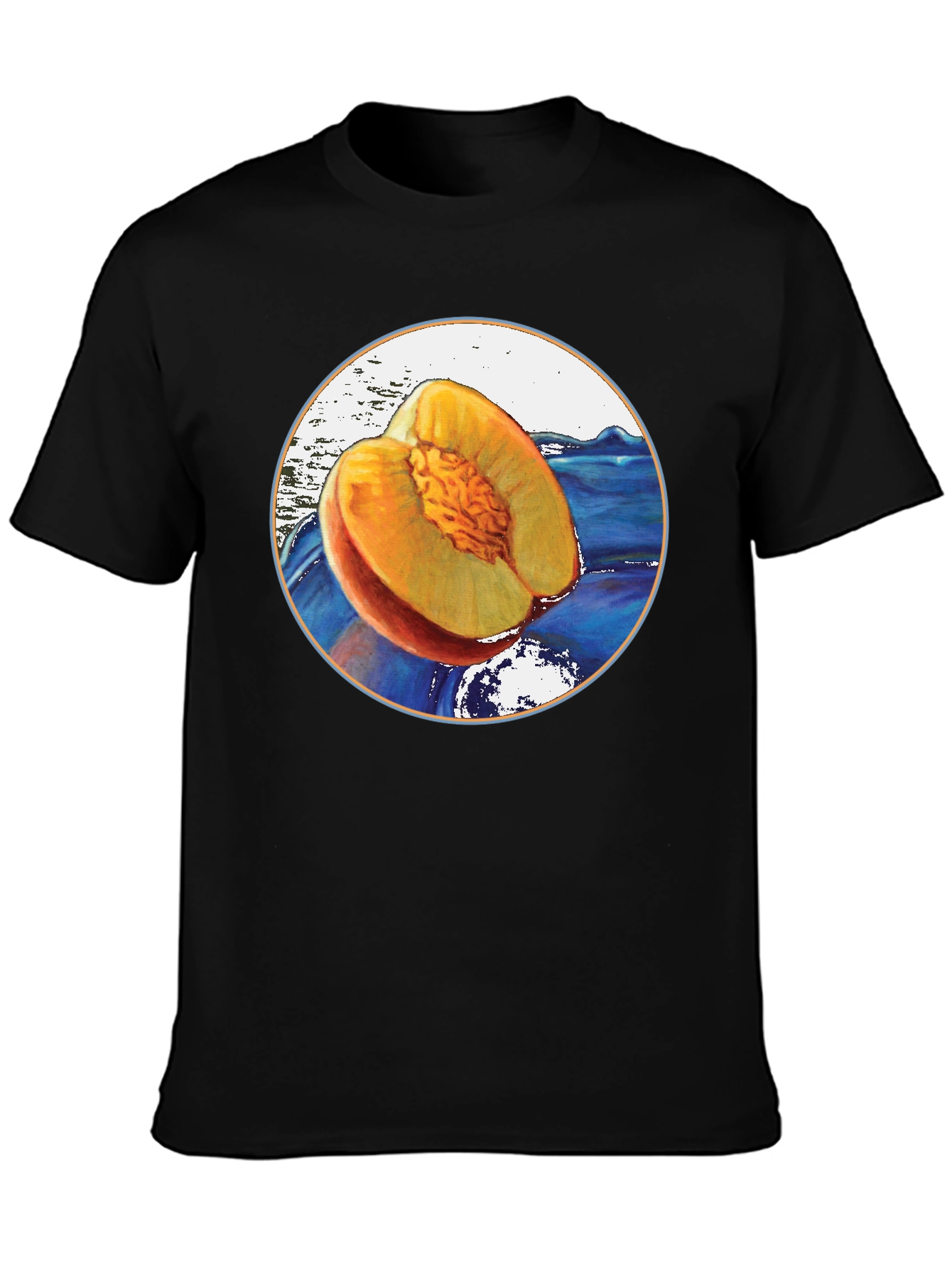 Black Peach Fruit Graphic T-Shirt - Unique Design view 3