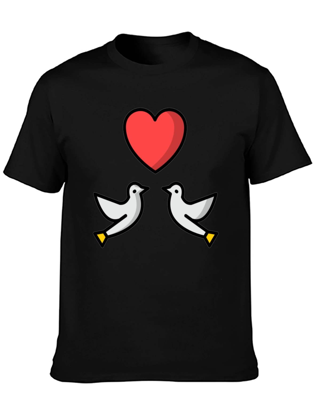 Black Dove Heart Graphic Tee - Love & Peace T-Shirt view 3