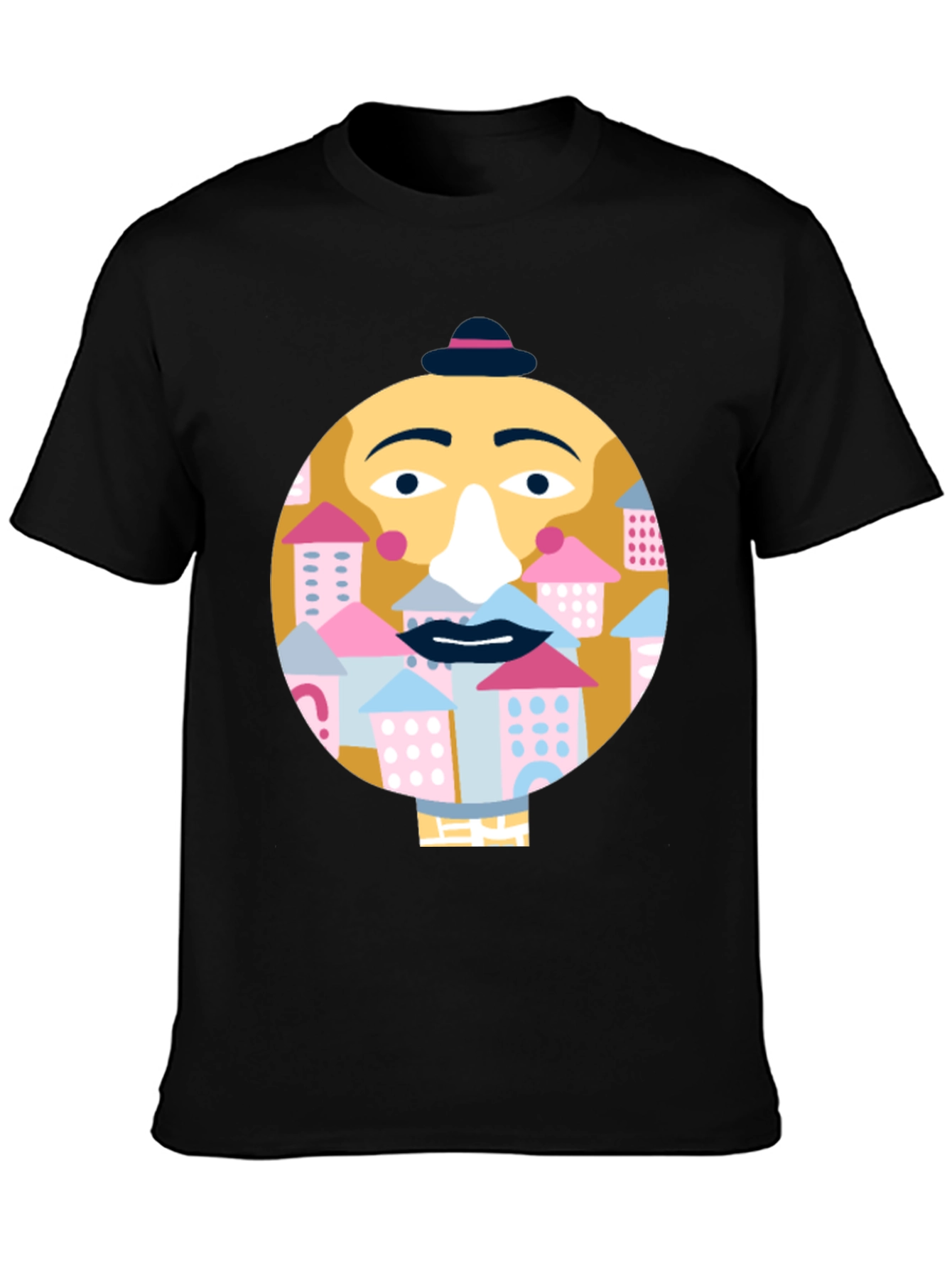 Black Quirky Face Graphic T-Shirt - City Beard view 3