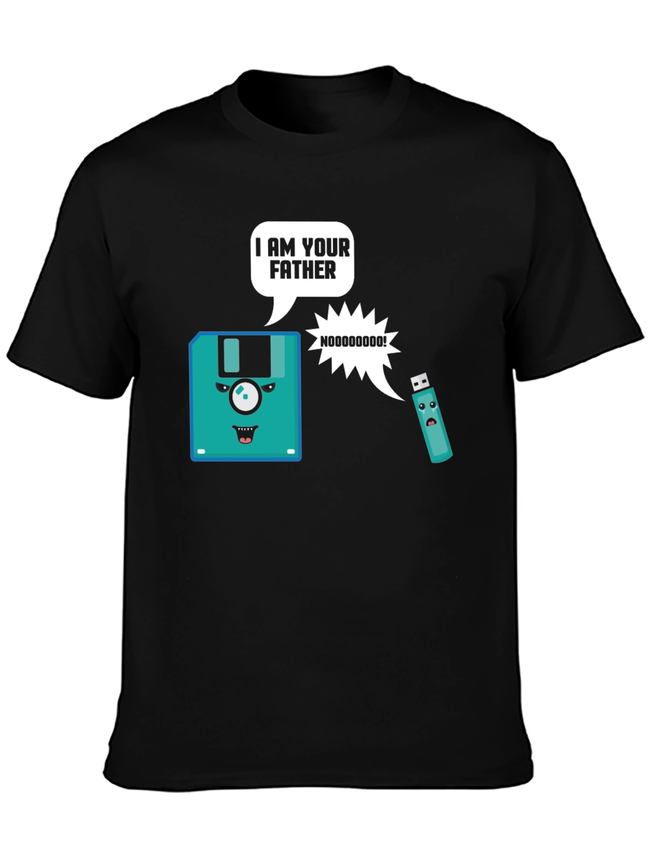 Black I Am Your Father Floppy Disk T-Shirt view 3