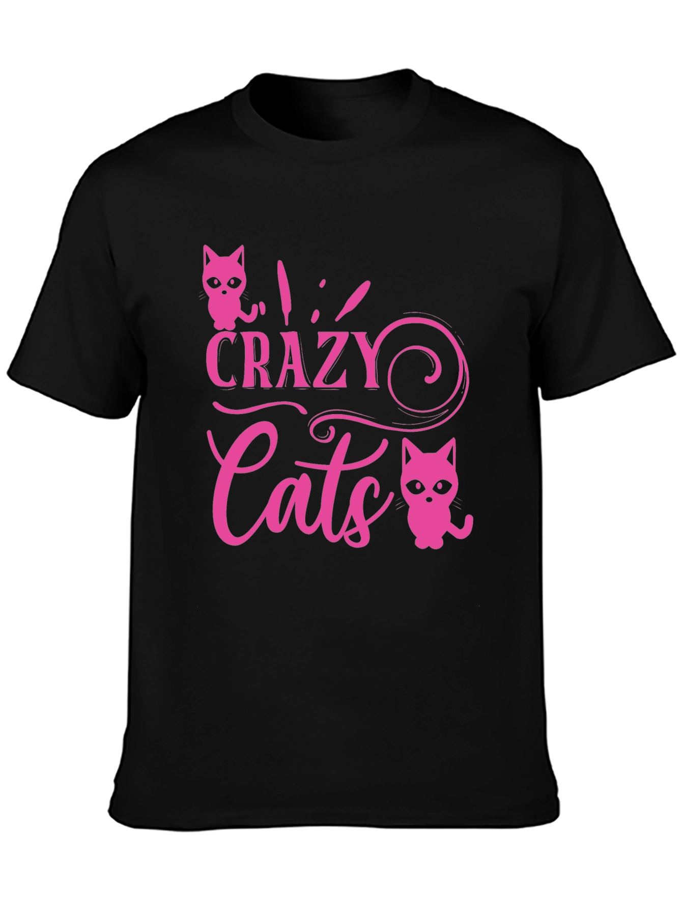Black Crazy Cats Graphic Tee - Pink view 3