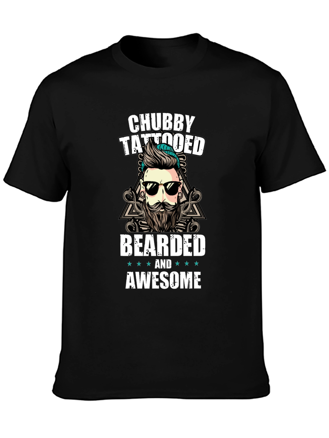 Black Chubby Tattooed Bearded Awesome T-Shirt view 3