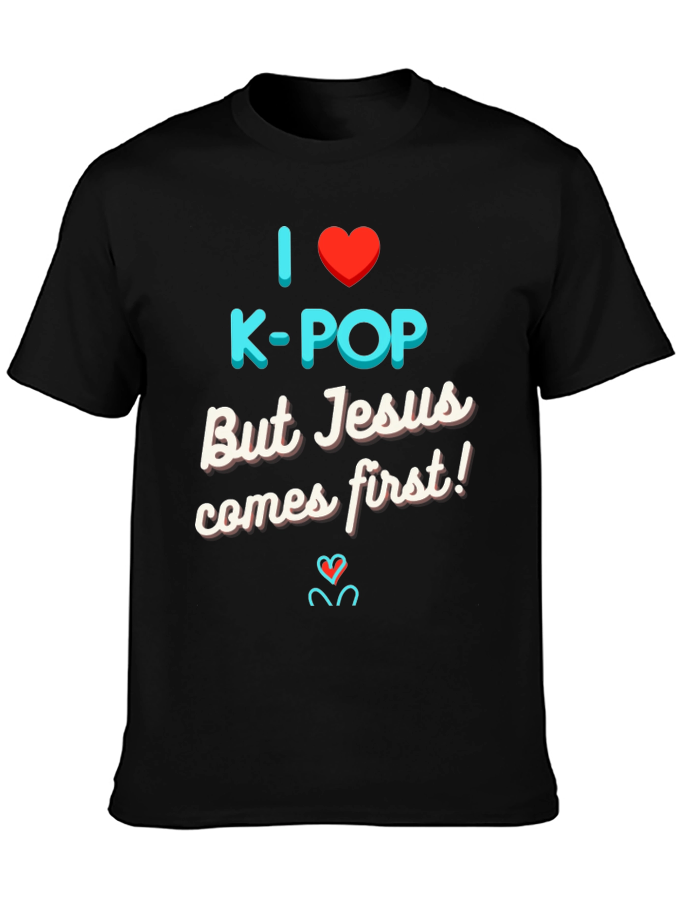 Black I Love K-Pop But Jesus T-Shirt view 3