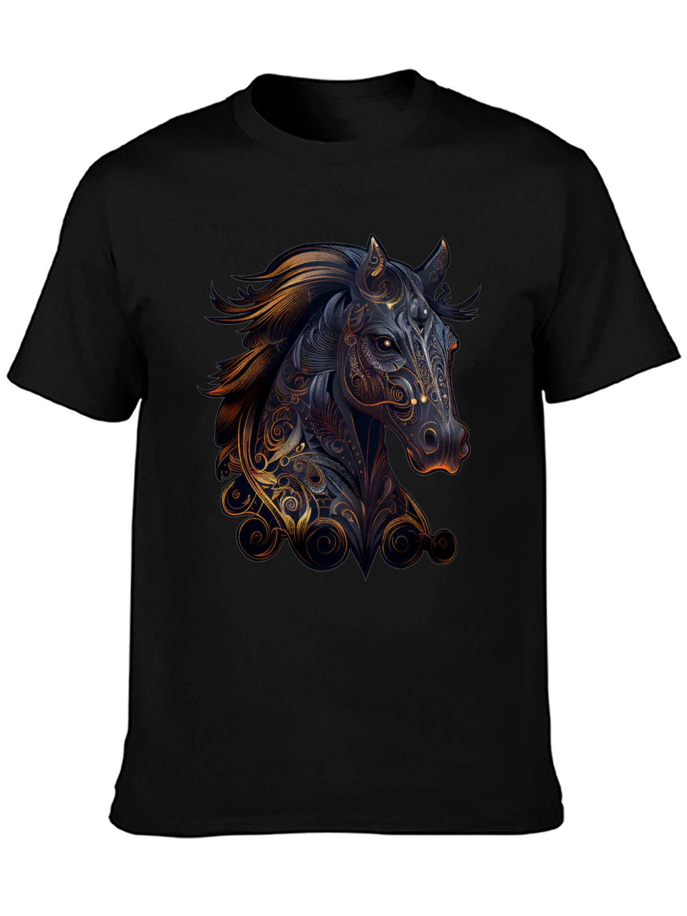 Black Horse Graphic Print Black T-Shirt view 3