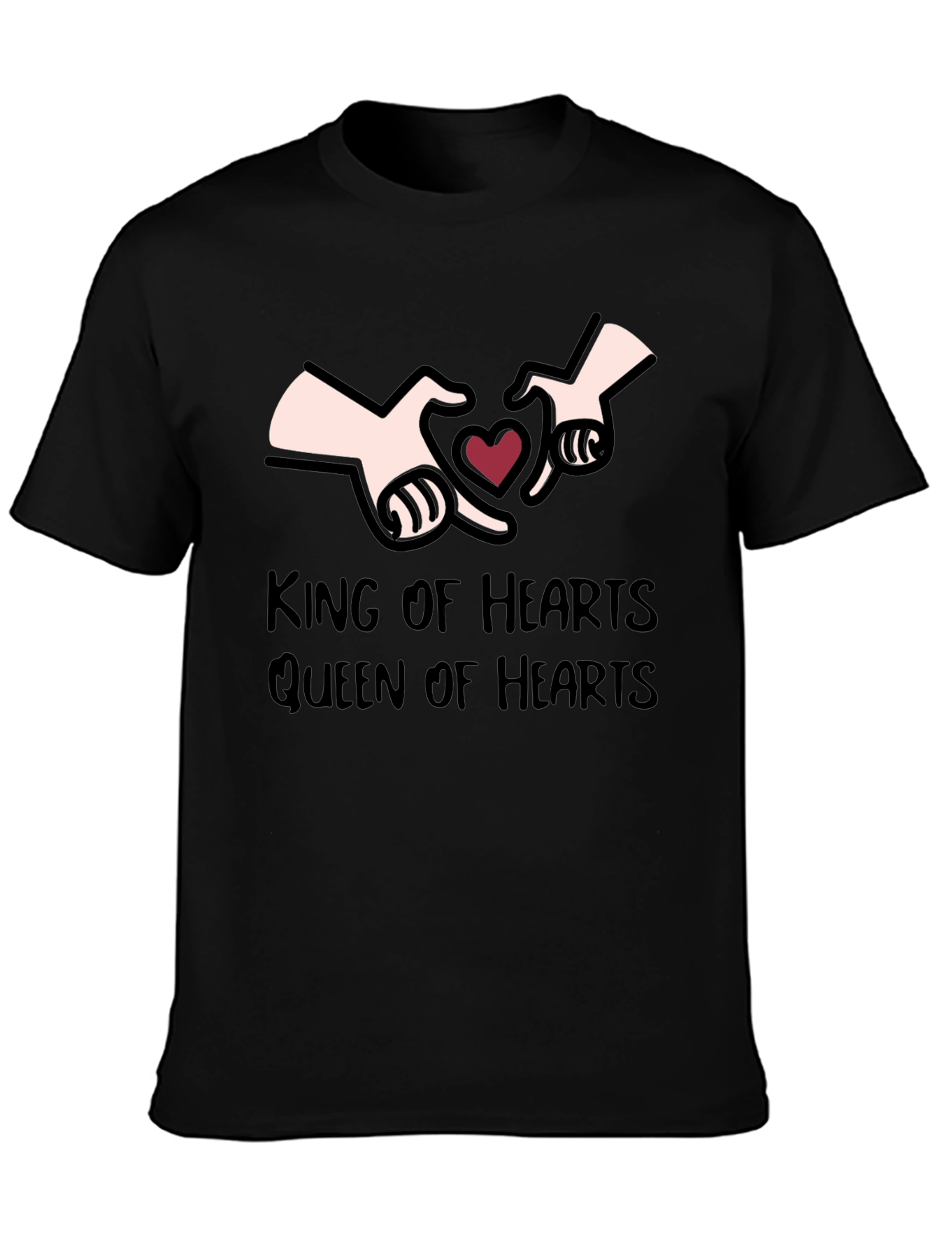 Black King & Queen of Hearts Graphic T-Shirt view 3