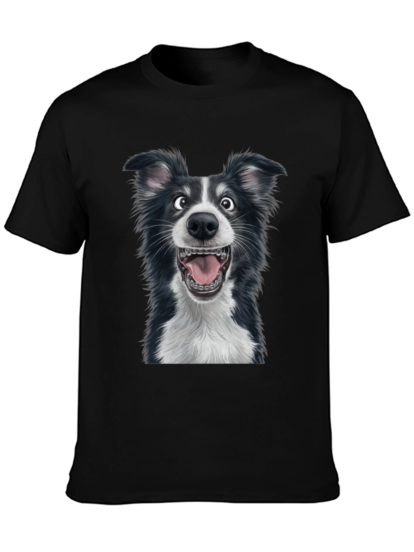 Black Funny Dog Graphic Tee - Black Cotton Blend T-Shirt view 3