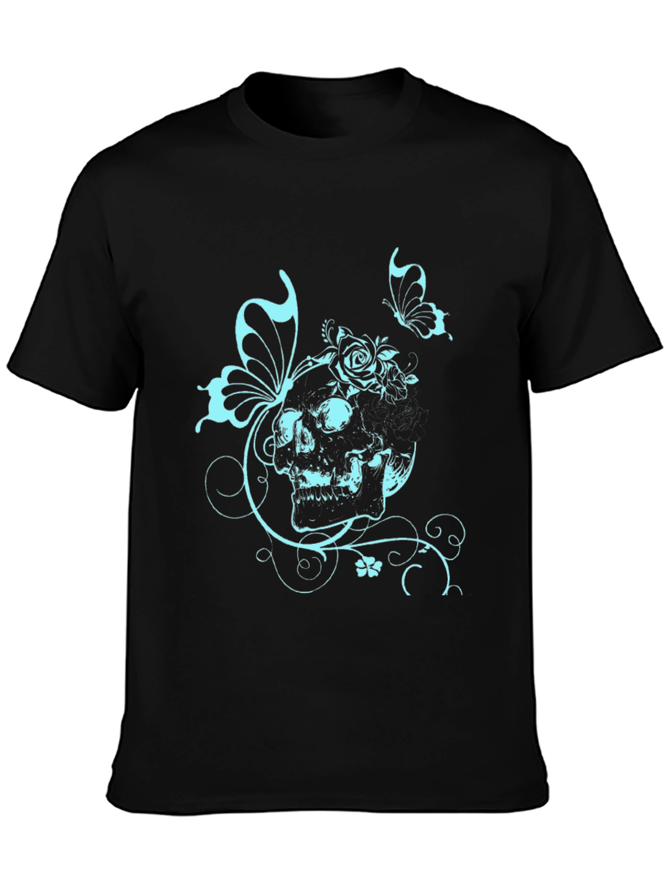 Black Skull Butterfly Graphic Tee - Edgy Style view 3