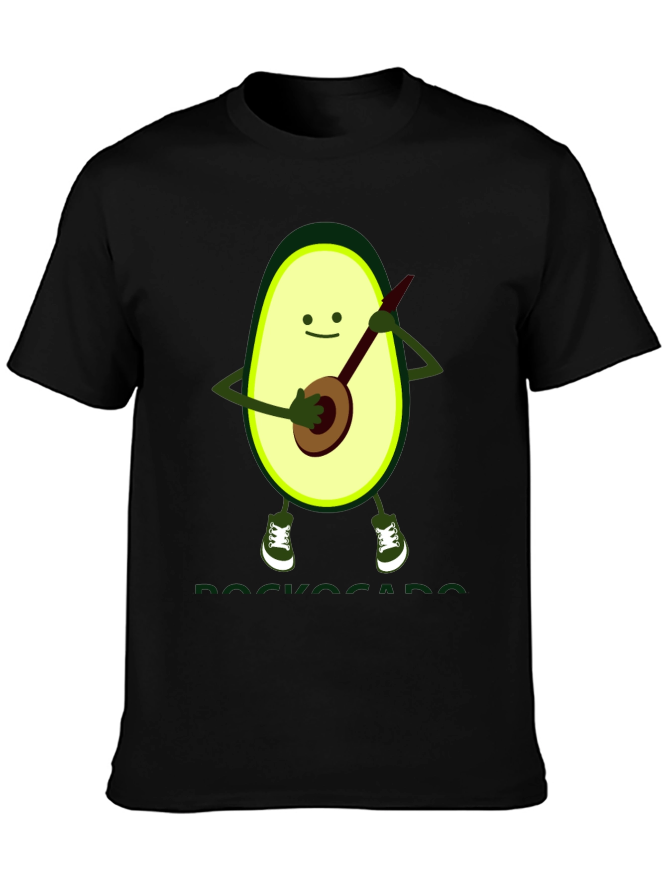 Black Avocado Banjo Player Graphic T-Shirt view 3