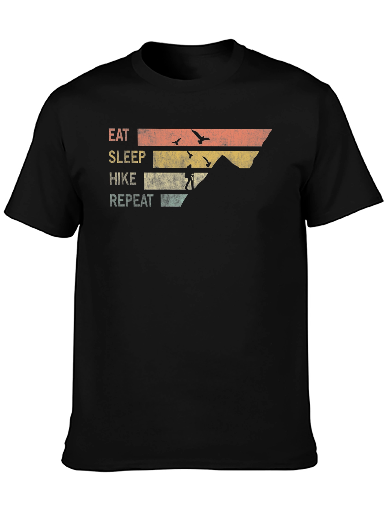 Black Eat Sleep Hike Repeat T-Shirt - Mountain Adventure Tee view 3