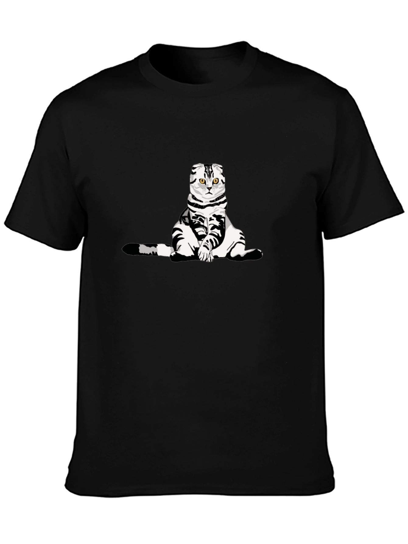 Black Cat Graphic Tee - Quirky Black Cotton T-Shirt view 3