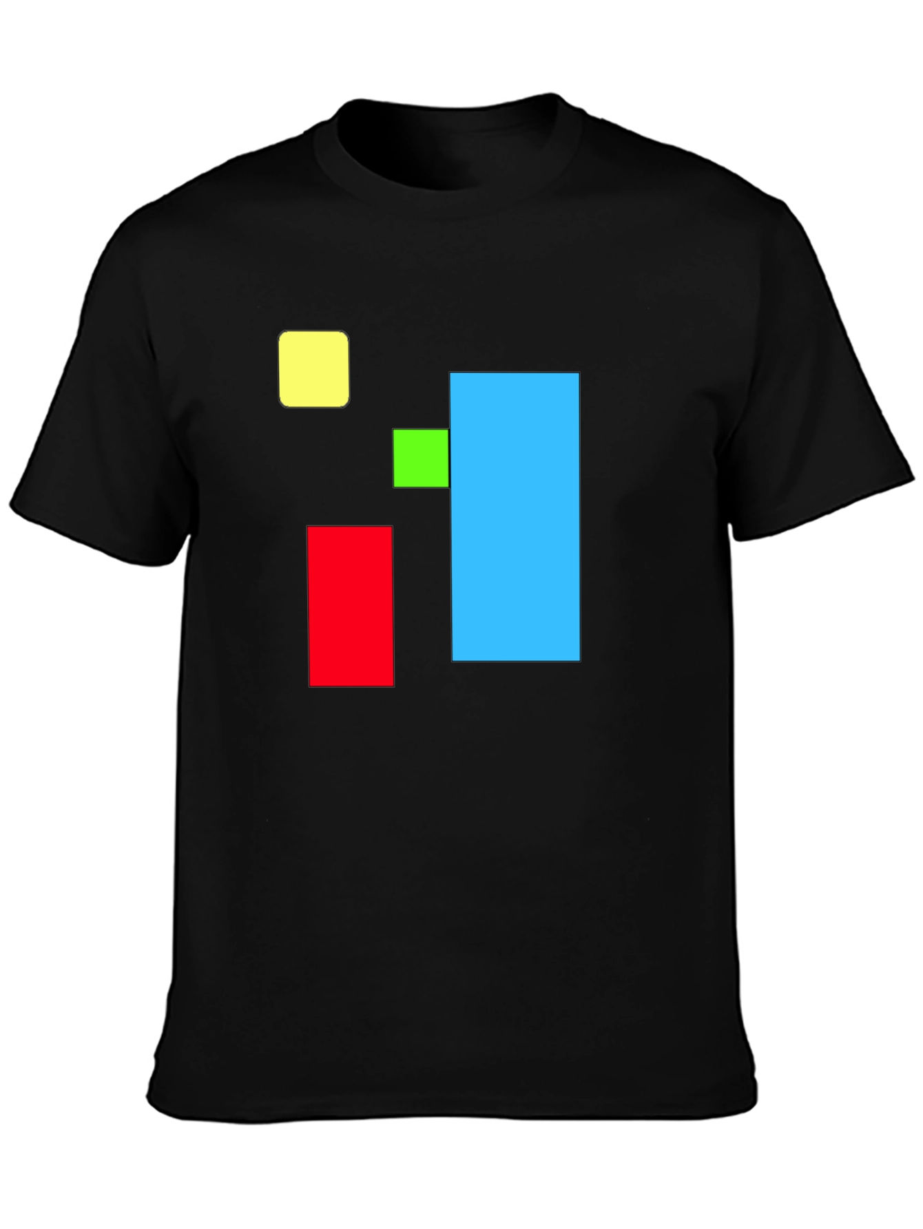Black Abstract Geometric Square T-Shirt - Bold Colors view 3