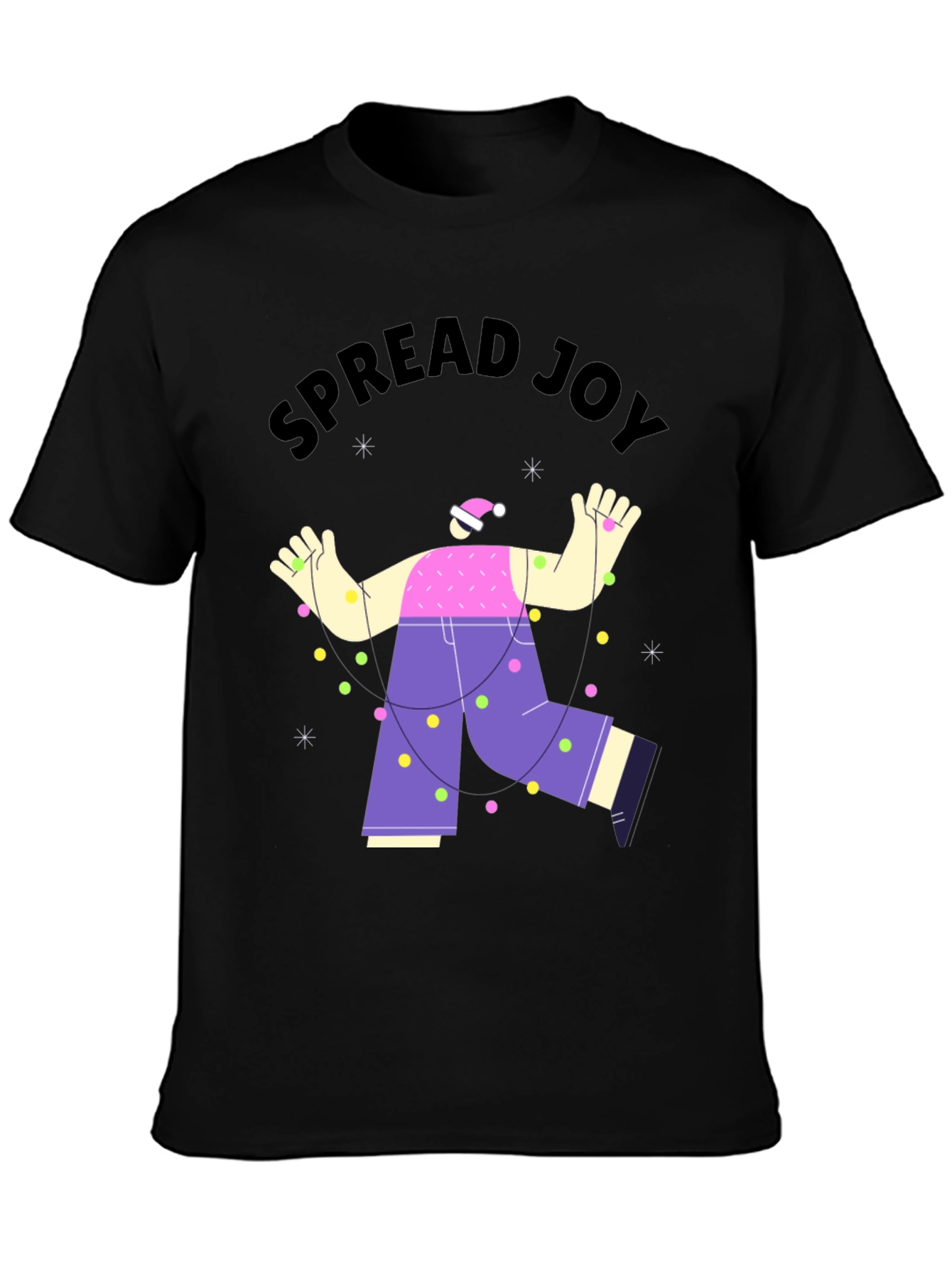 Black Spread Joy Holiday T-Shirt - Unisex Christmas Tee view 3