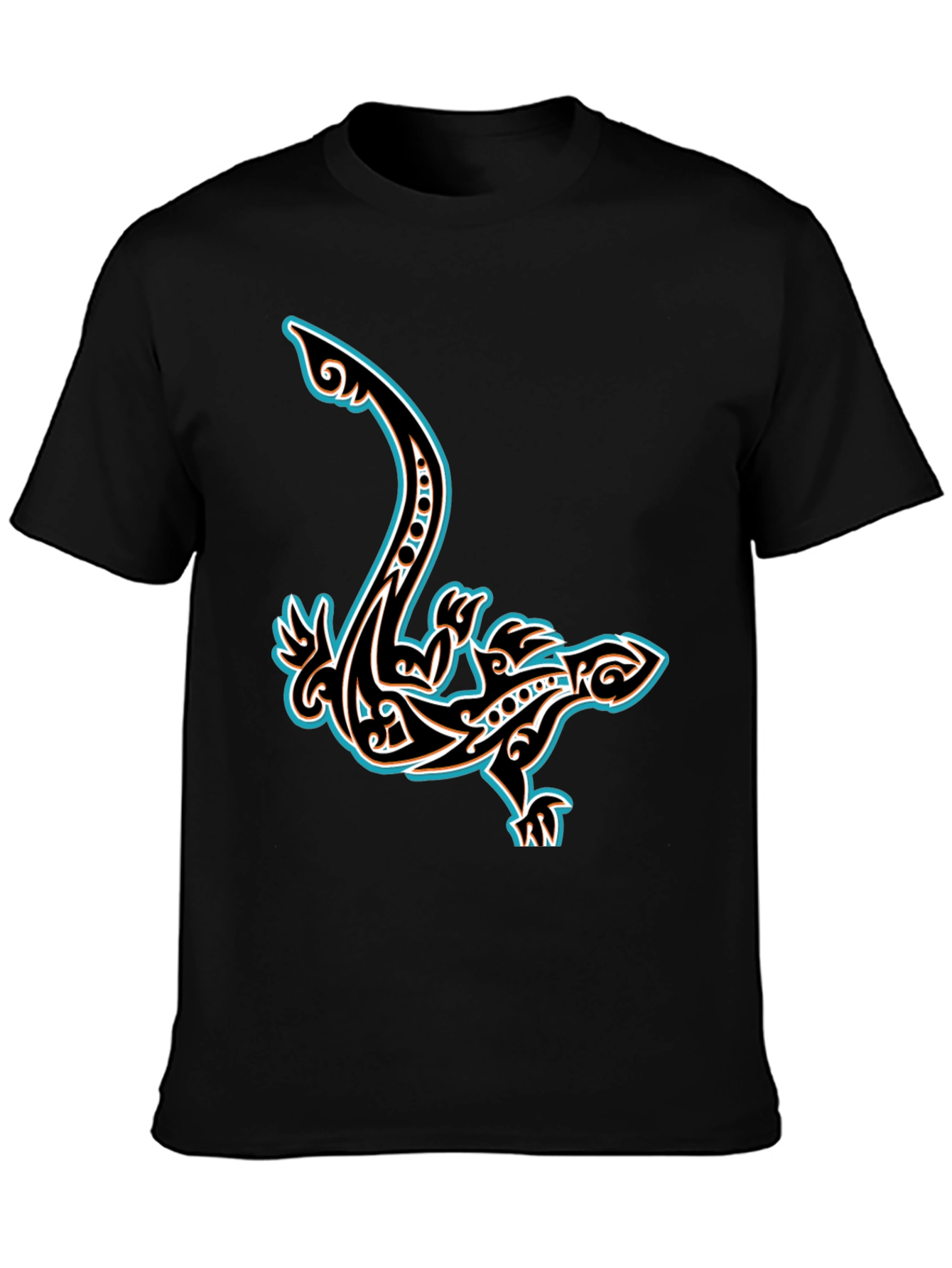Black Tribal Lizard Graphic T-Shirt - Cool Unique Design view 3
