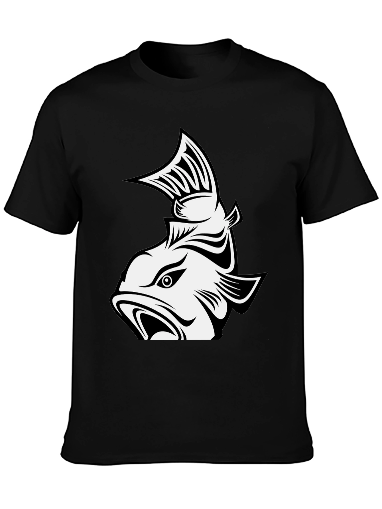 Black Fish Graphic T-Shirt - Men's Black Tee view 3