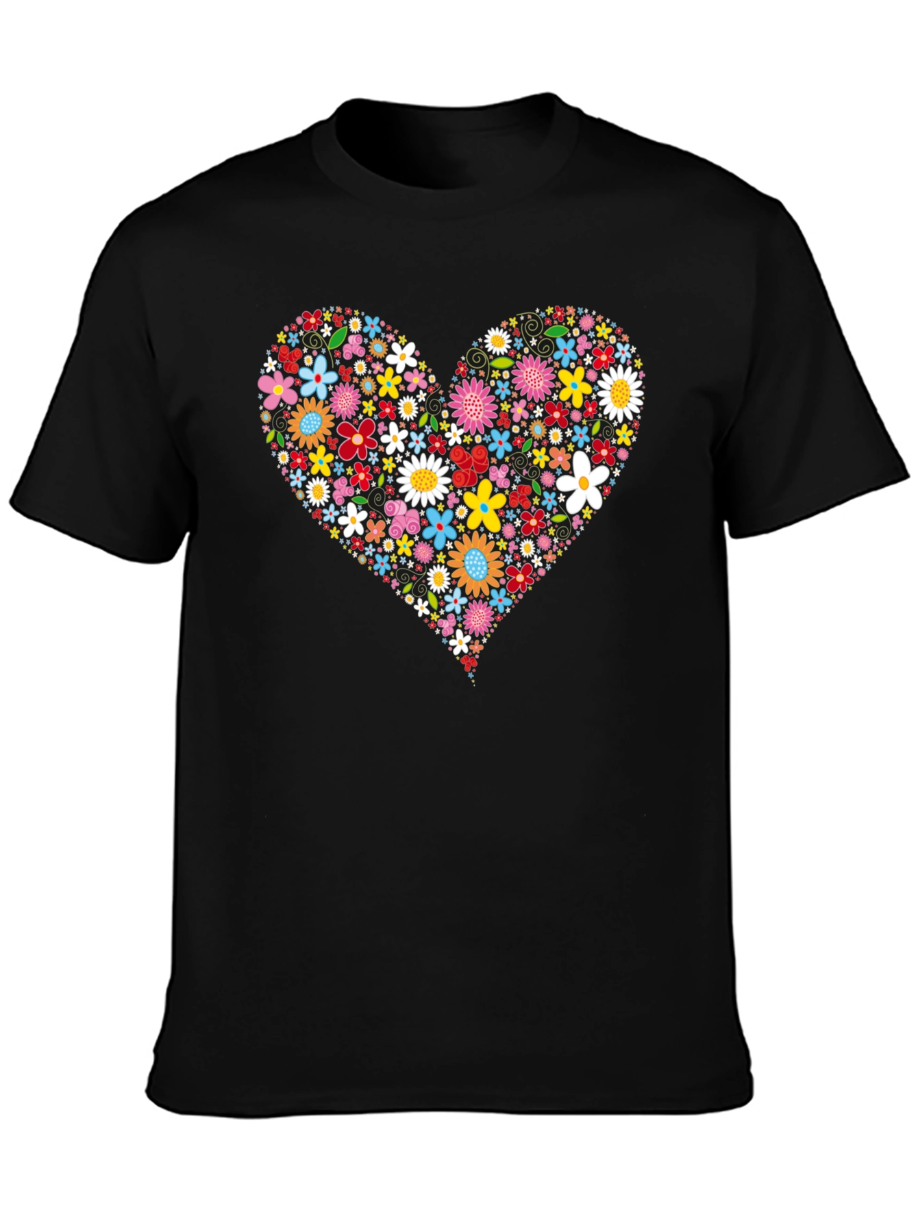 Black Floral Heart Graphic Tee - Trendy Black T-Shirt view 3