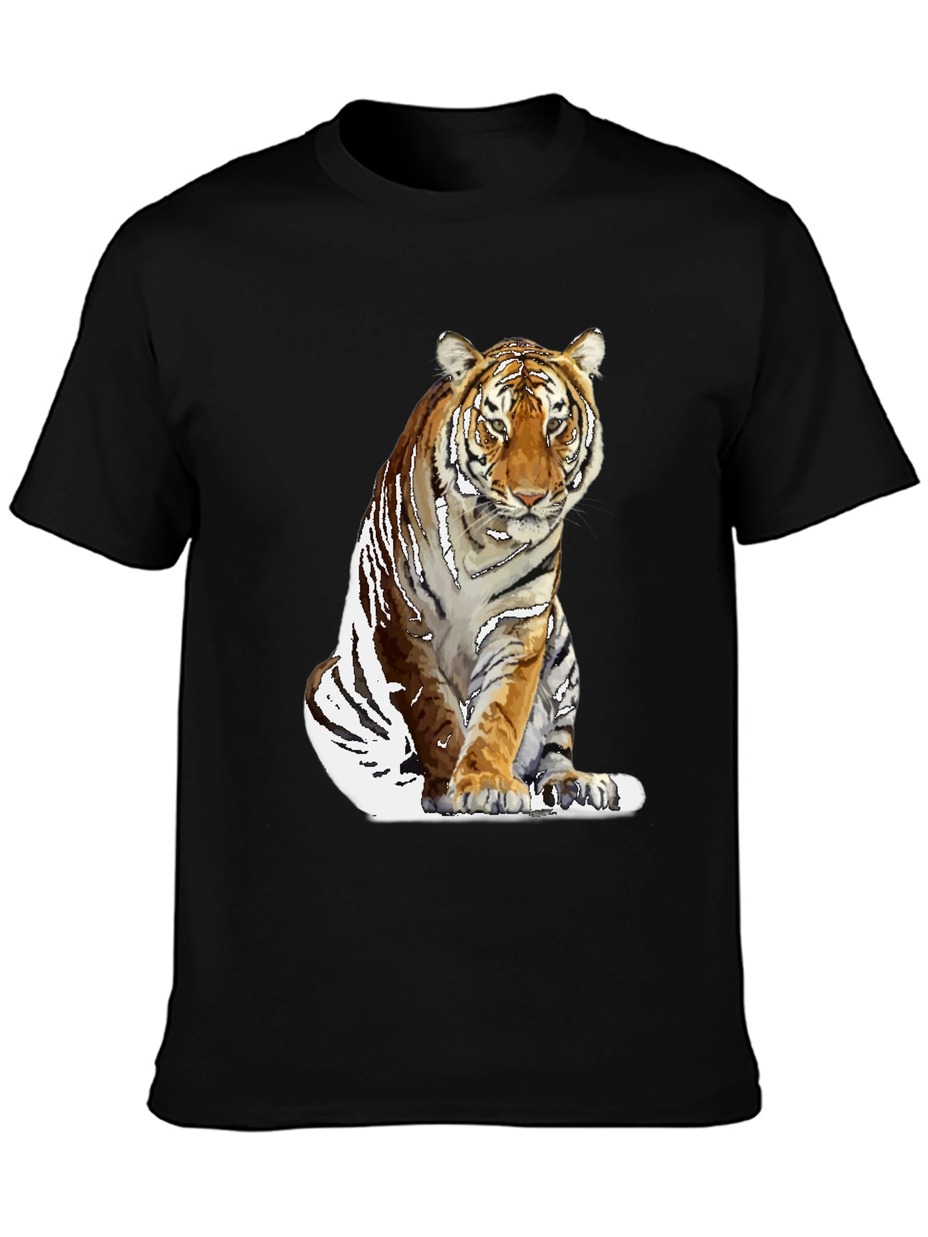 Black Cool Tiger Graphic Black T-Shirt for Men view 3