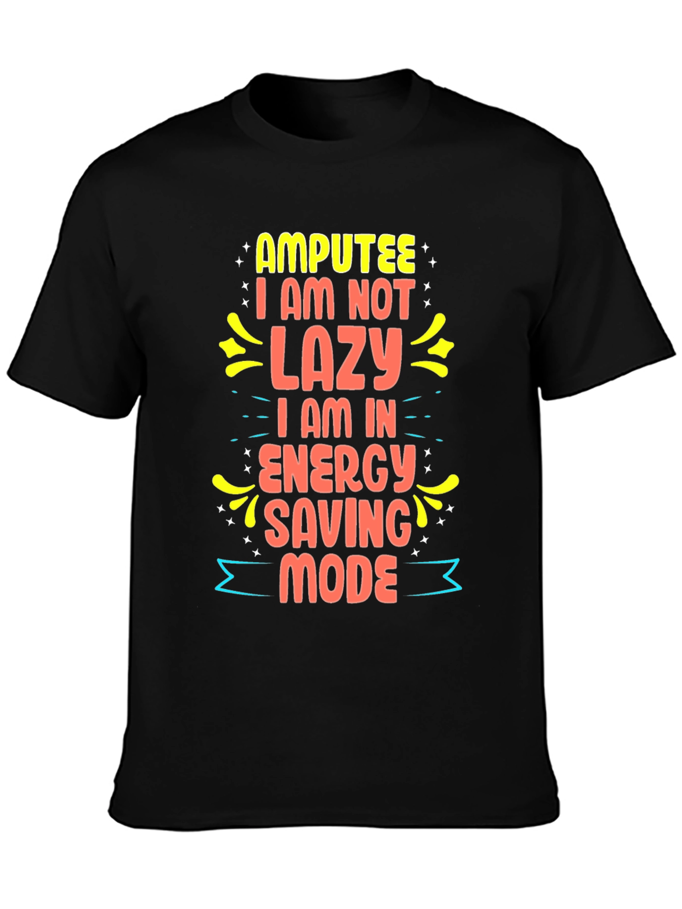 Black Amputee Energy Saving Mode Graphic Tee view 3