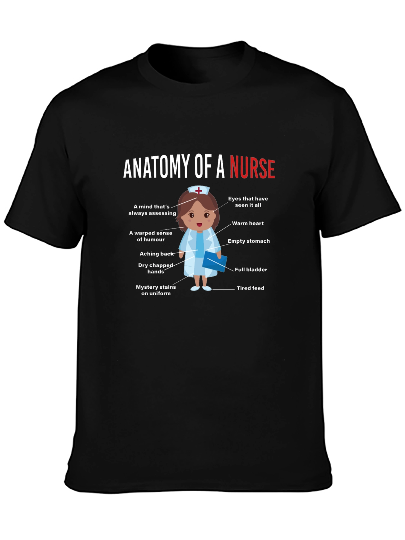 Black Anatomy of a Nurse Funny Graphic Tee view 3