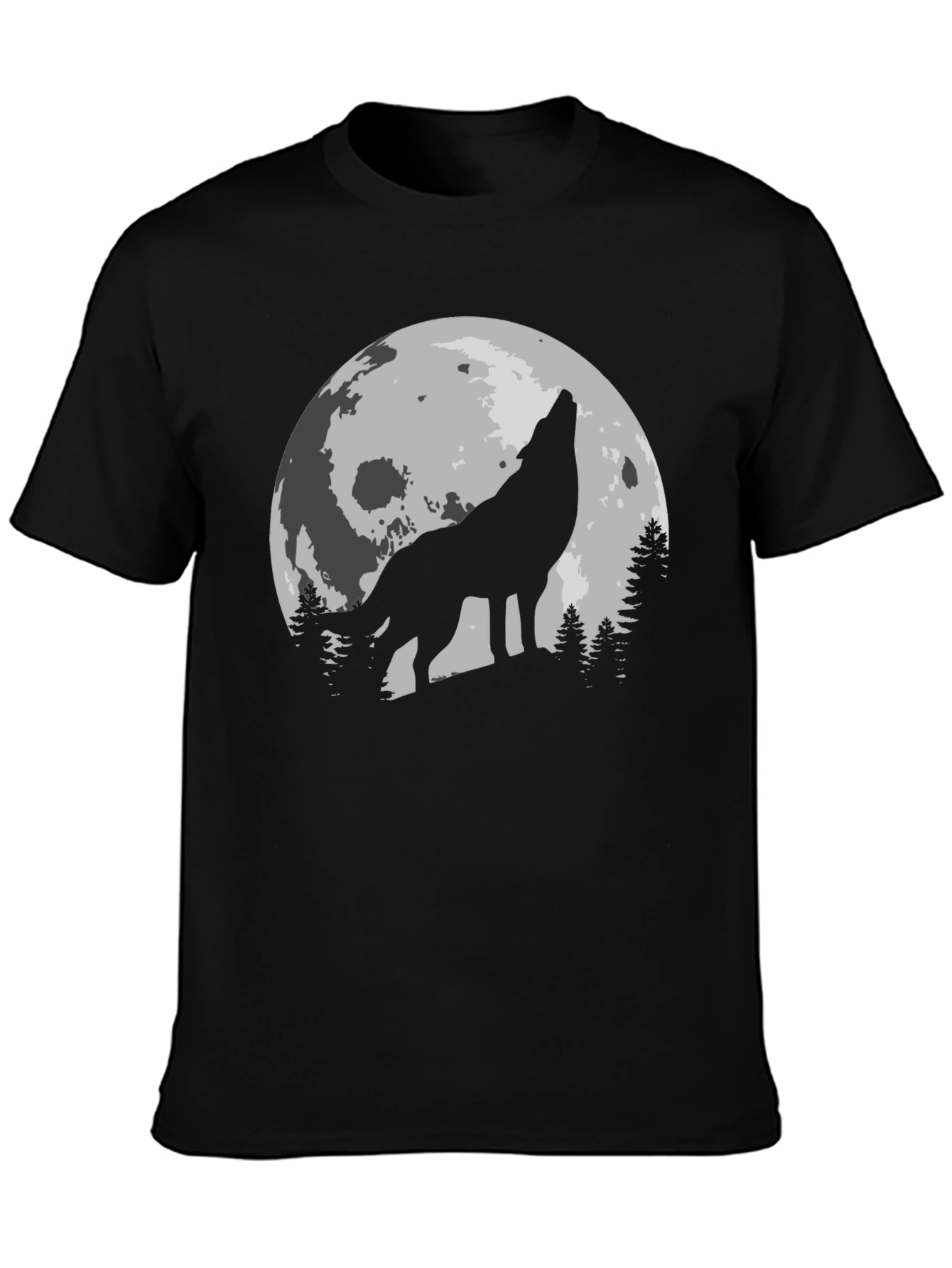 Black Wolf Moon Graphic Tee - Black Cotton Blend view 3