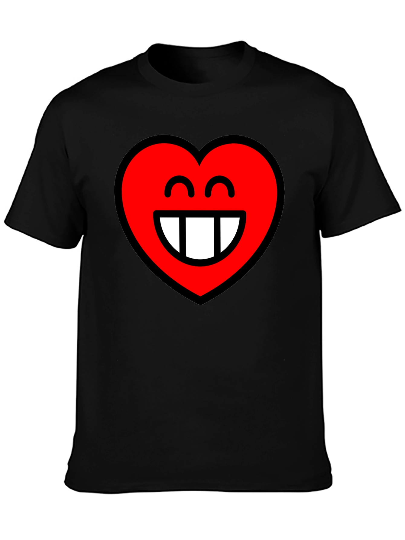 Black Heart Smile Graphic Black T-Shirt view 3