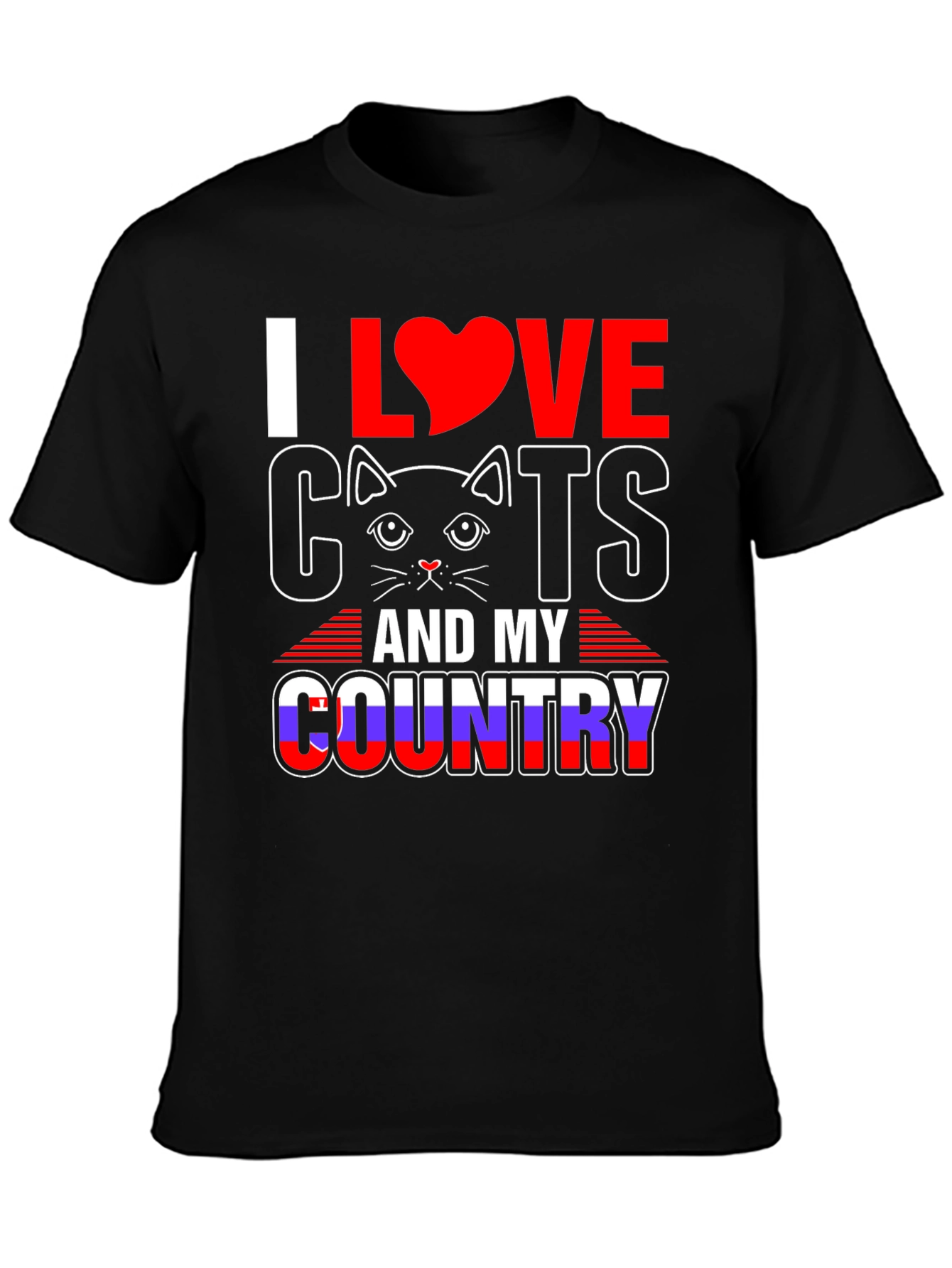 Black I Love Cats and My Country Graphic Tee view 3