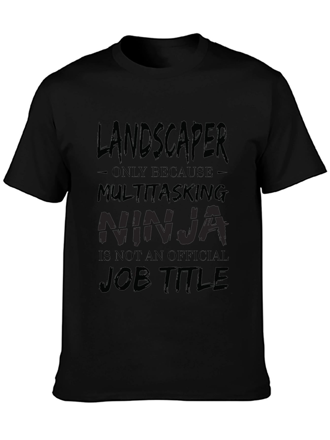 Black Landscaper Ninja Black Cotton T-Shirt view 3