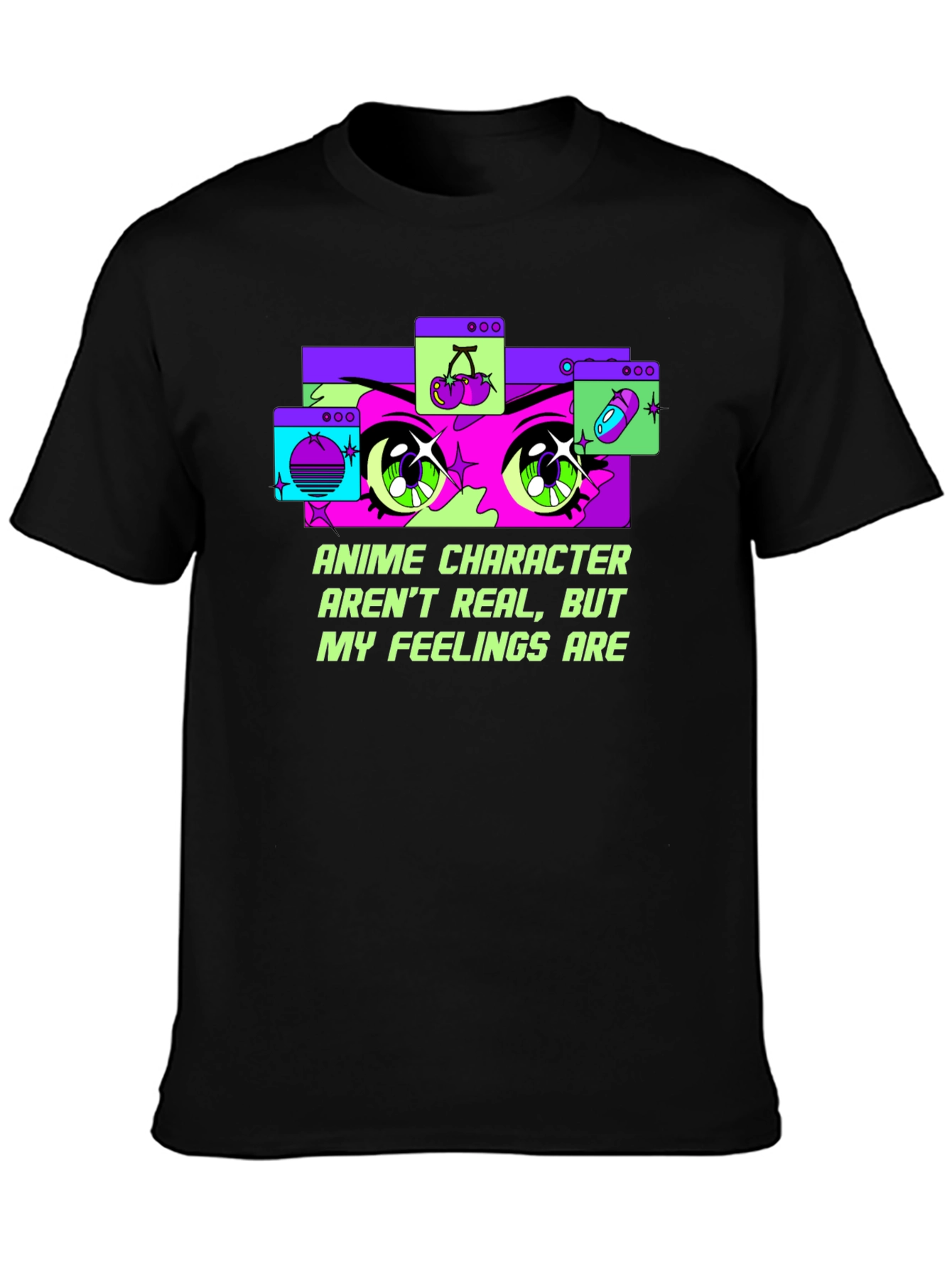 Black Anime Feelings Graphic Tee view 3