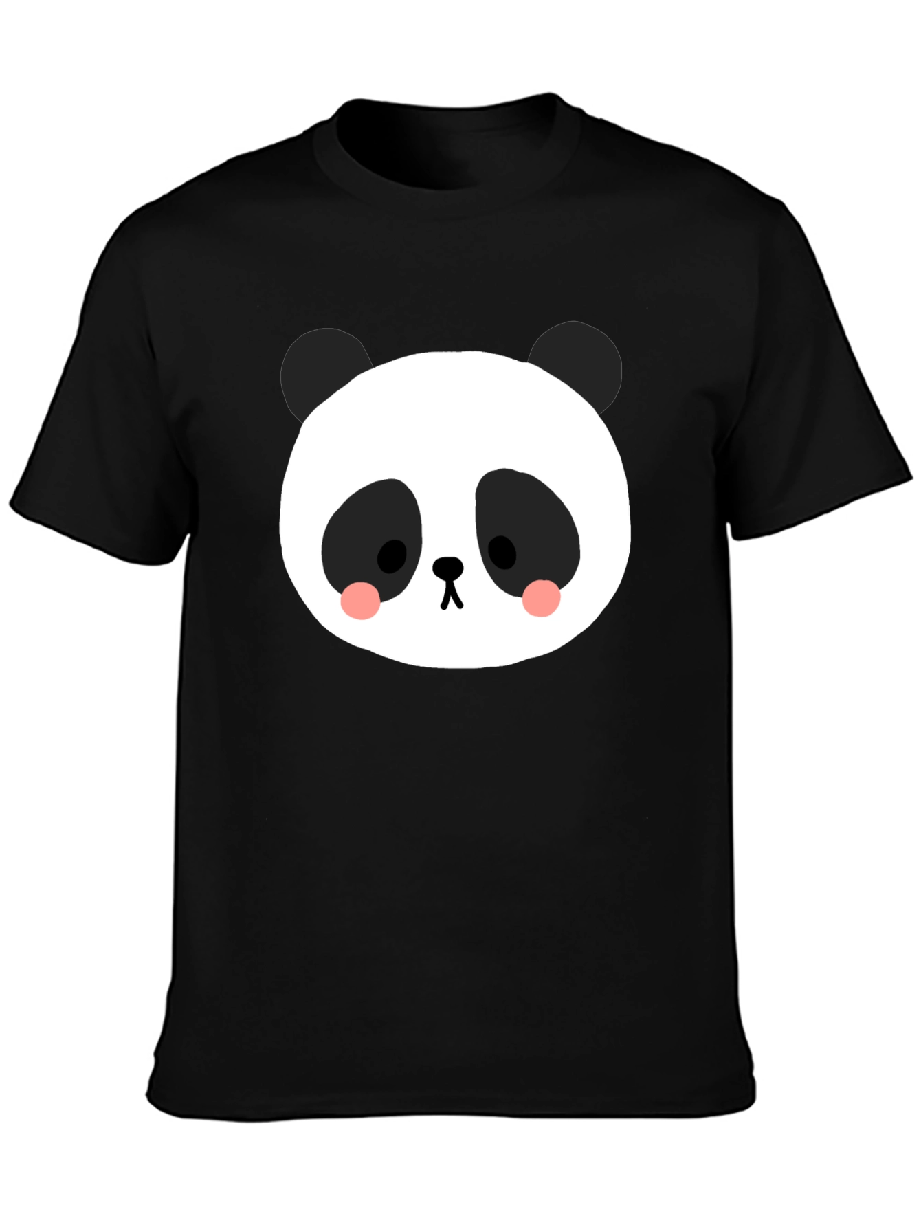 Black Cute Panda Graphic Tee - Black Cotton Blend view 3