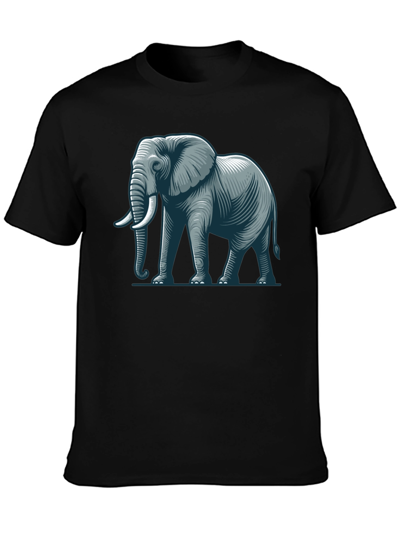 Black Elephant Graphic T-Shirt - Black Cotton Tee view 3