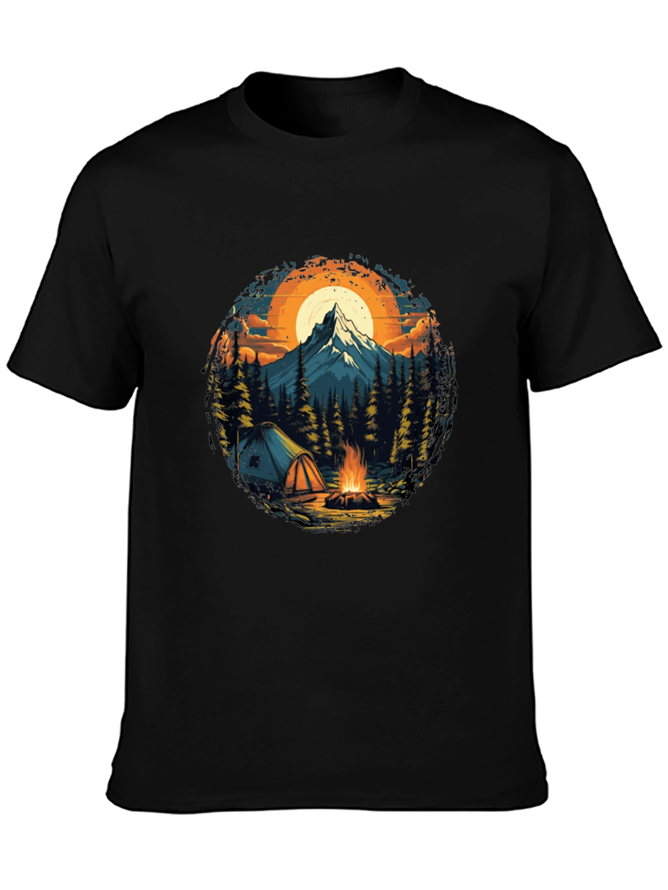 Black Outdoor Adventure T-Shirt: Camping & Mountain Design view 3