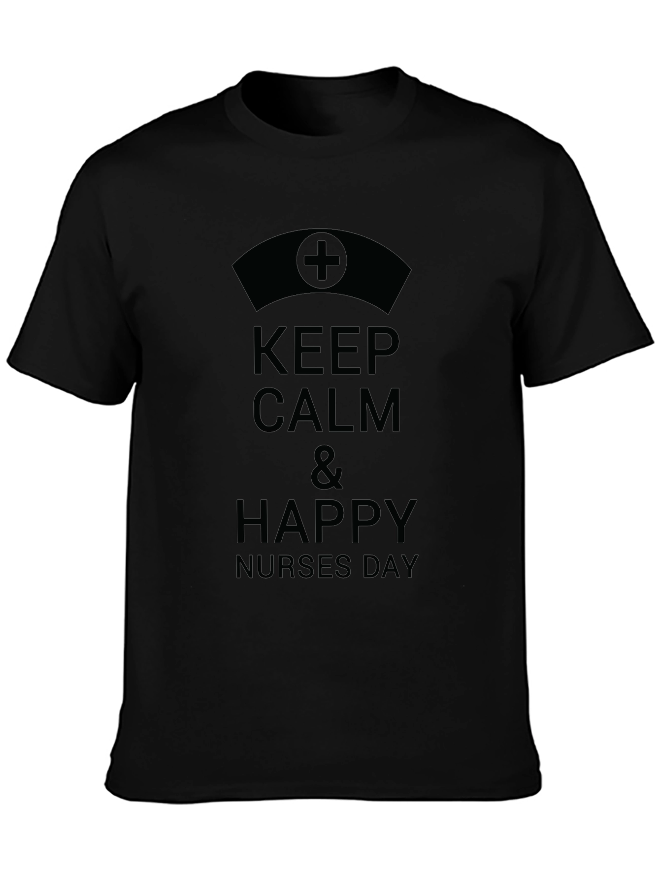 Black Keep Calm & Happy Nurses Day Black T-Shirt view 3