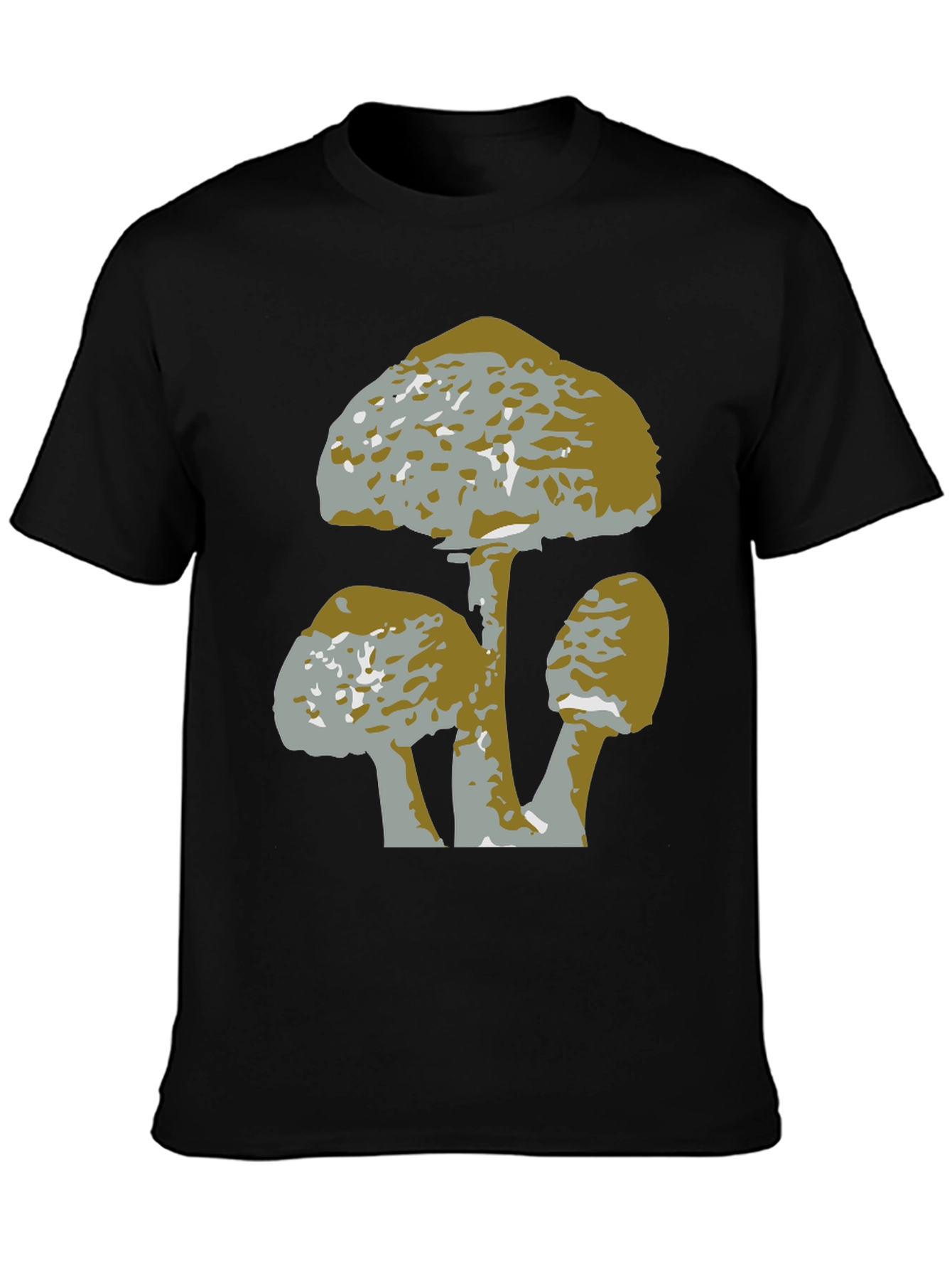 Black Mushroom Graphic Tee - Black Cotton T-Shirt view 3