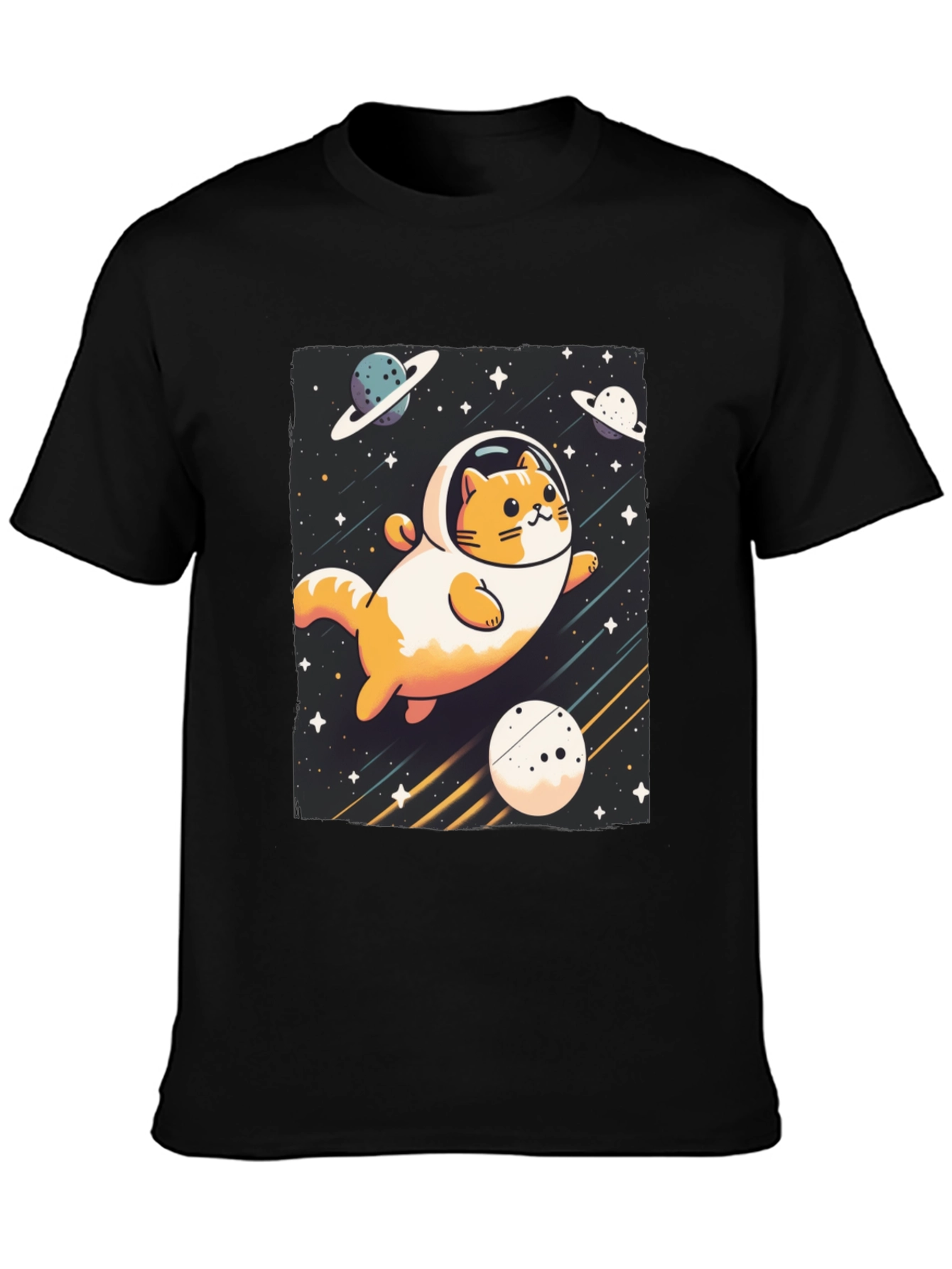 Black Space Cat T-Shirt - Galaxy Adventure Tee view 3