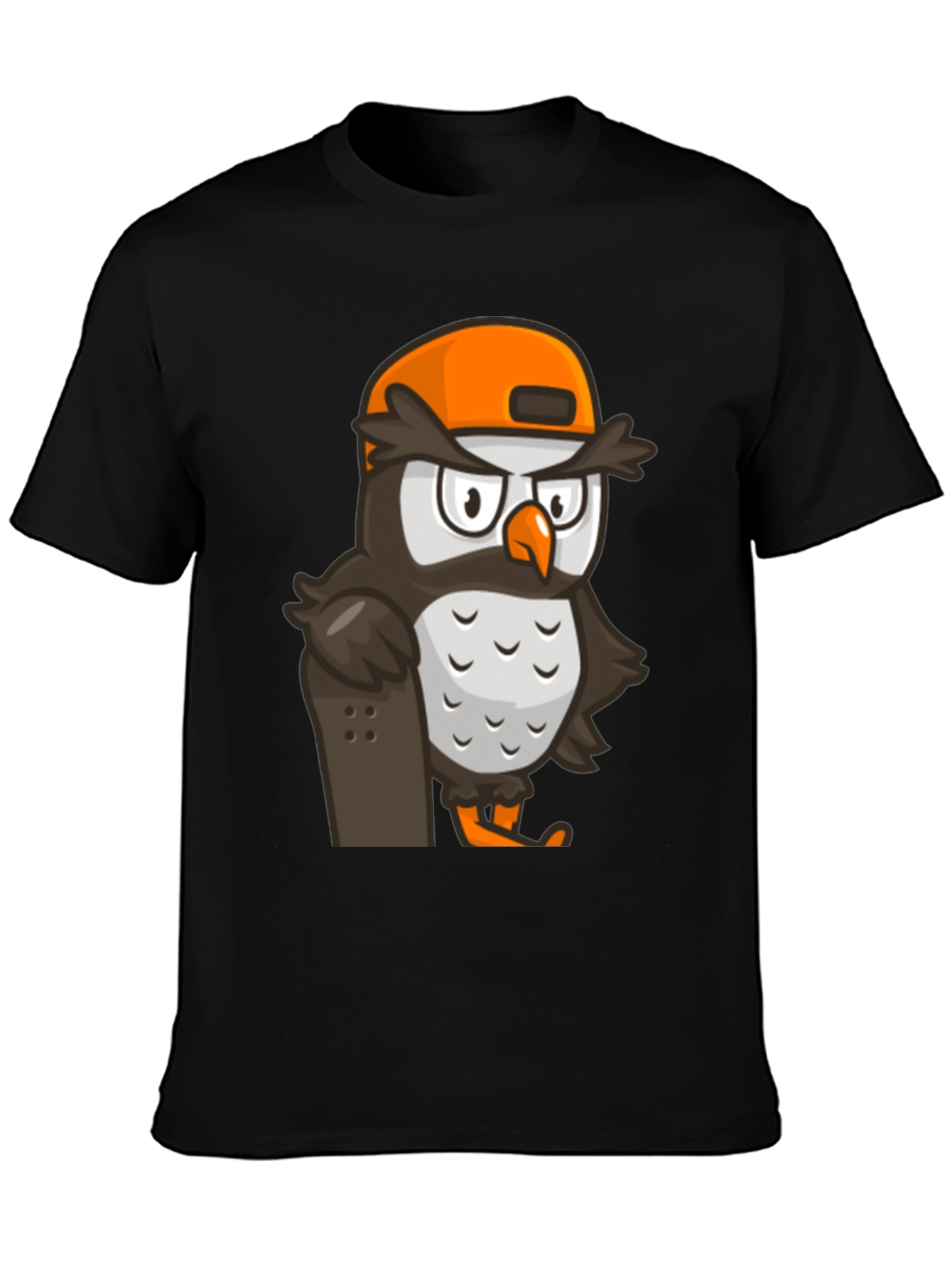 Black Cool Owl Skater Graphic Tee - Black view 3