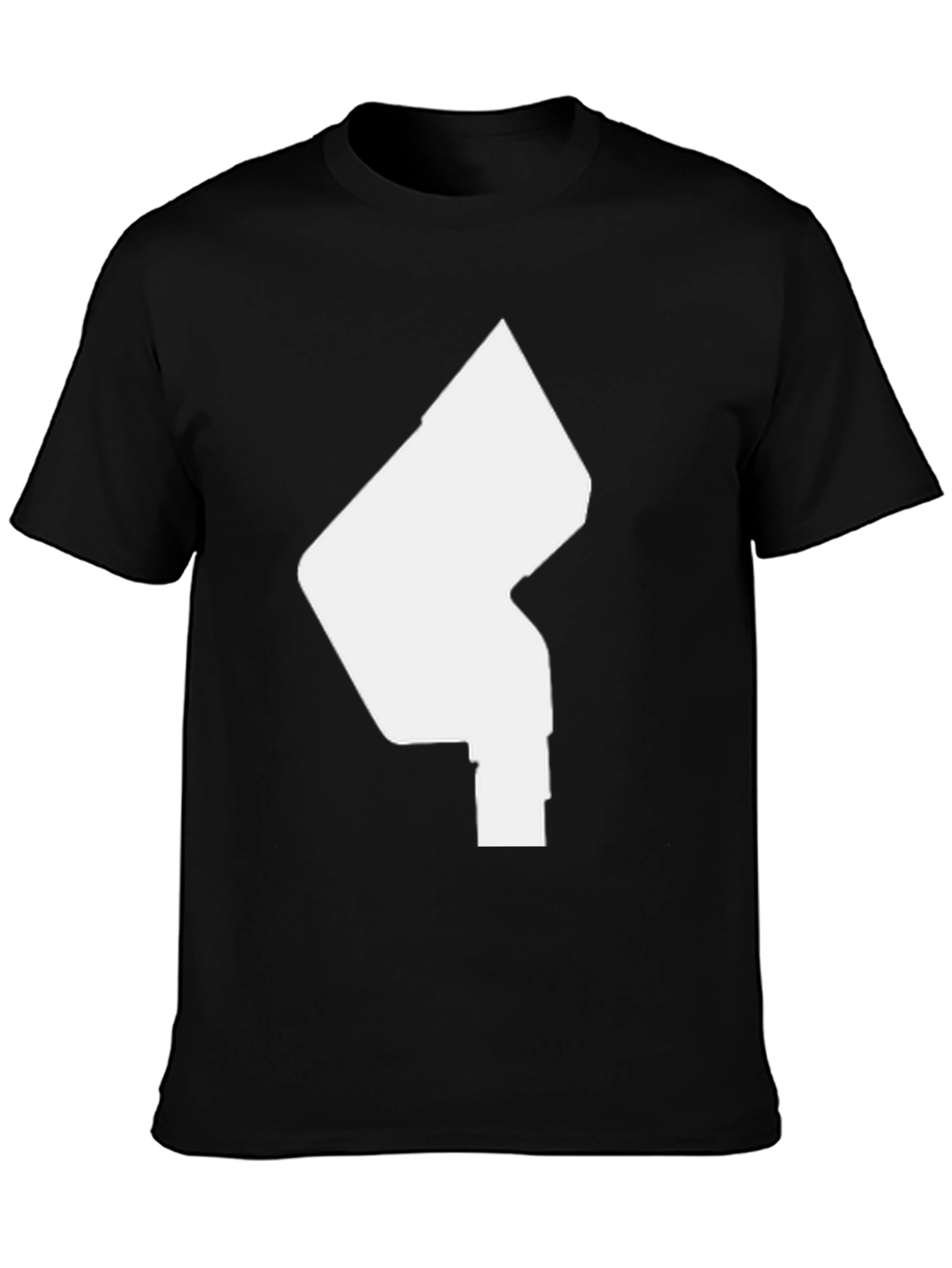 Black Modern Graphic Tee - Abstract White Design on Black Shirt view 3