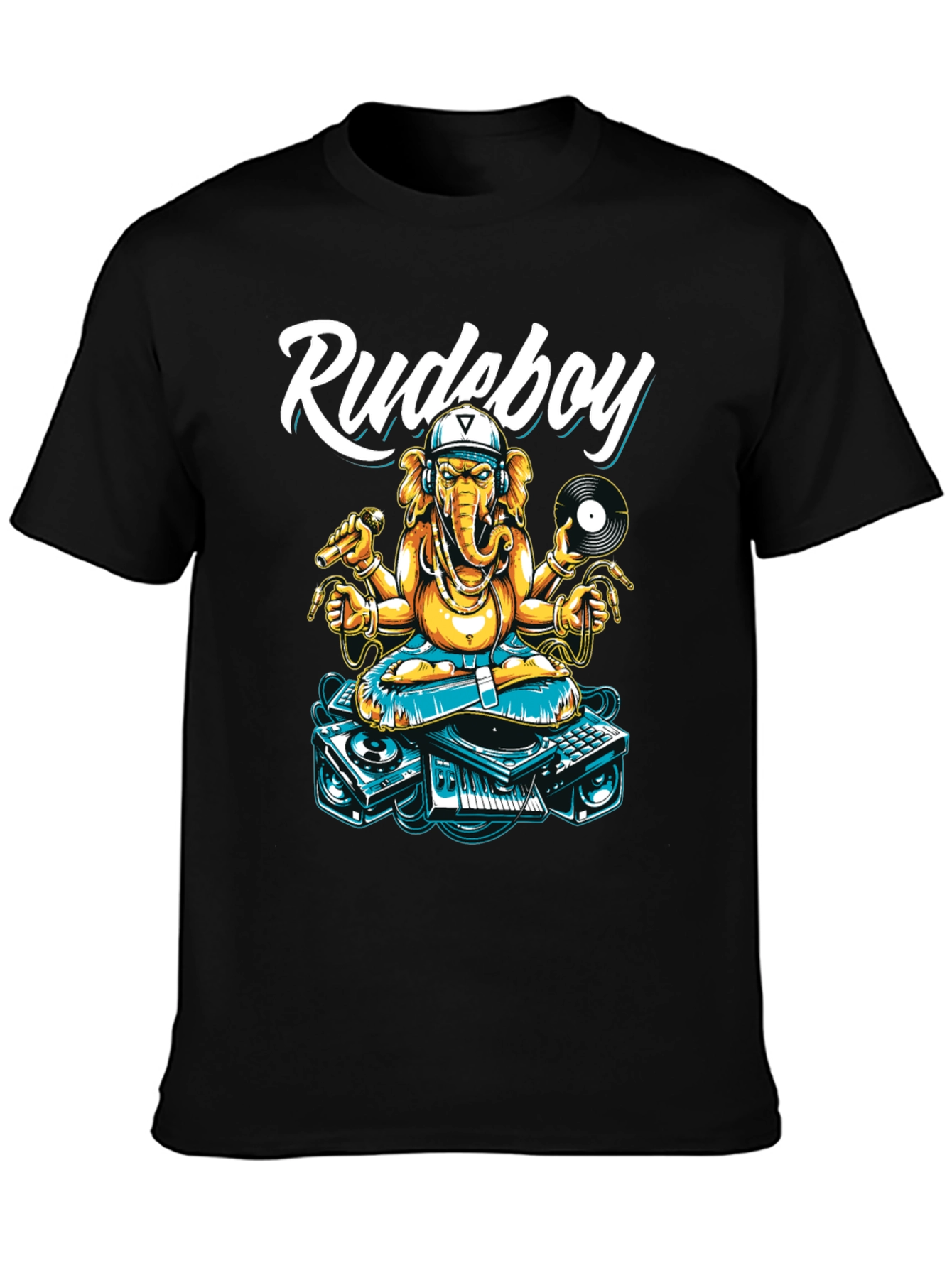 Black Rudeboy Ganesha Graphic T-Shirt view 3