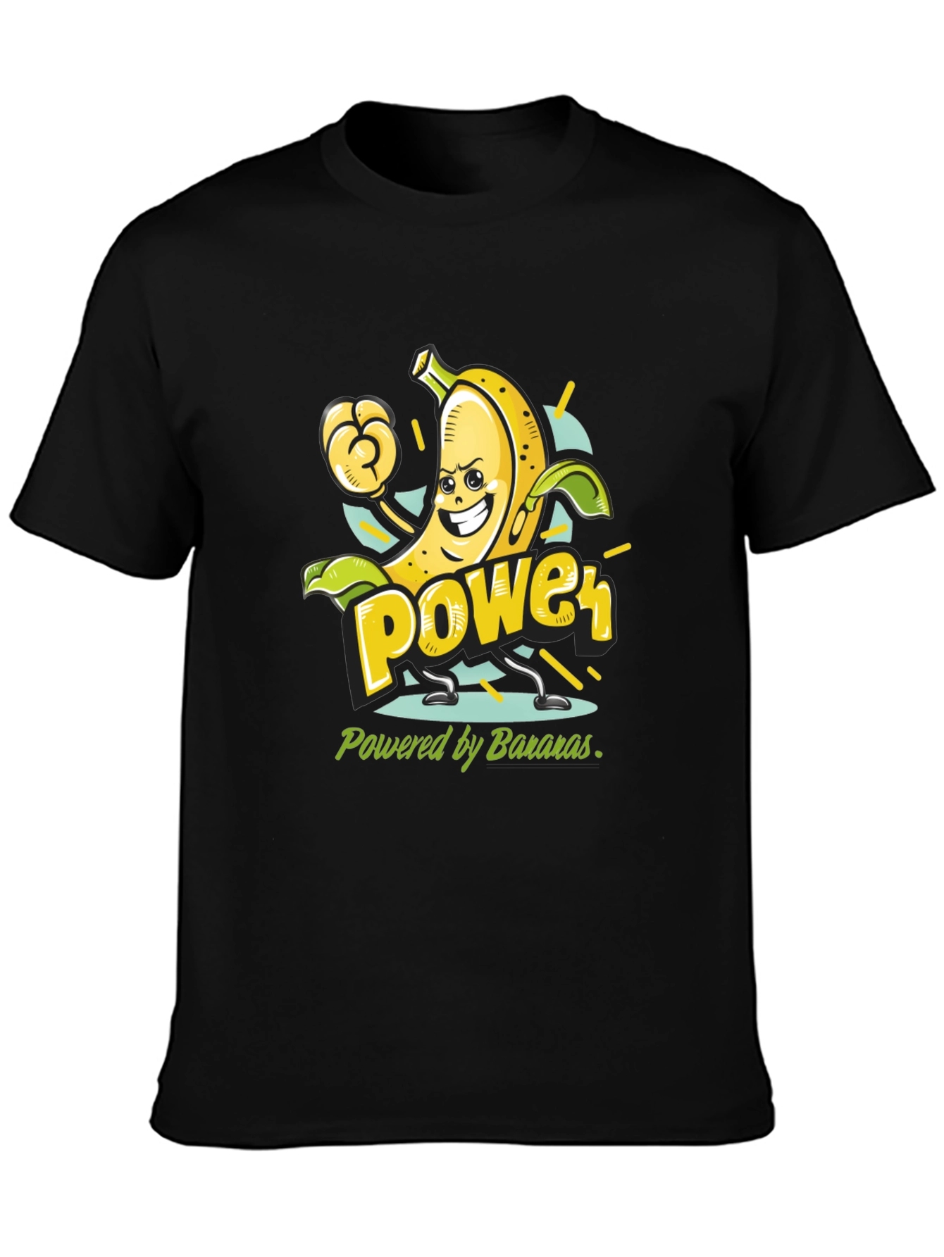 Black Banana Power T-Shirt - Fruit Cartoon Tee view 3