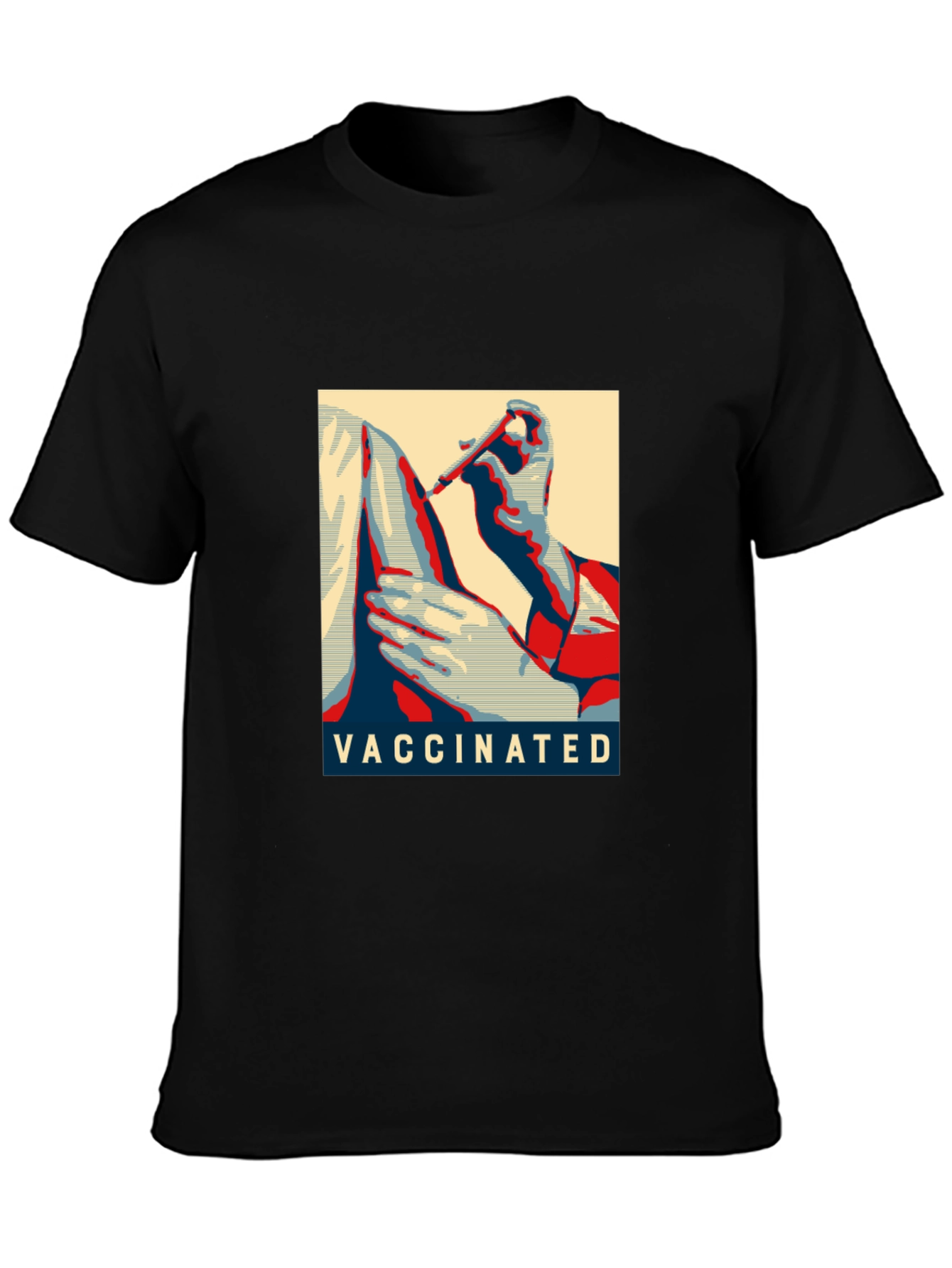 Black Vaccinated Graphic T-Shirt - Black Cotton Blend view 3